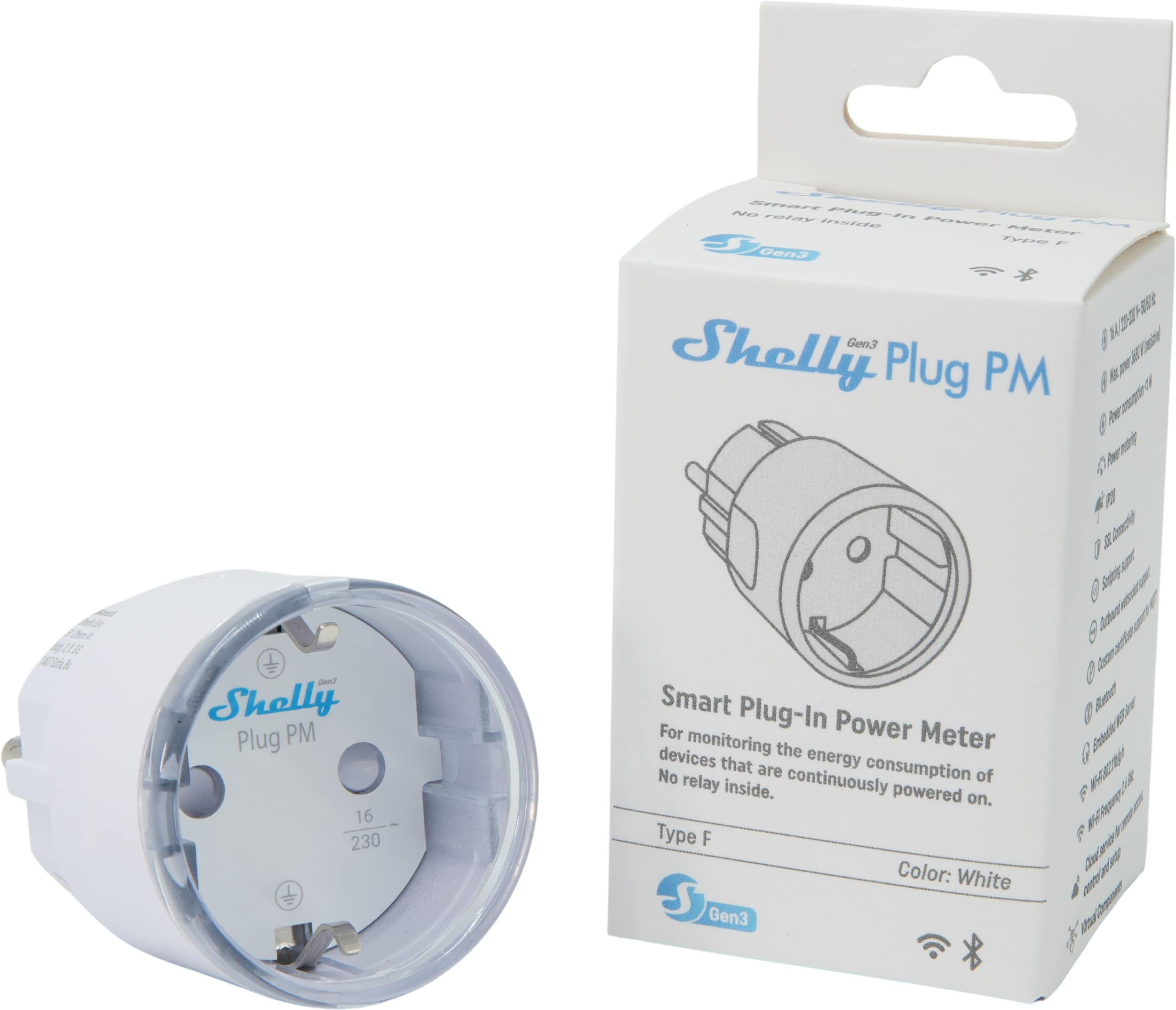 SHELLY WLAN-Steckdose Plug PM Gen3, weiß SHELLY WLAN-Steckdose Plug PM Gen3, weiß