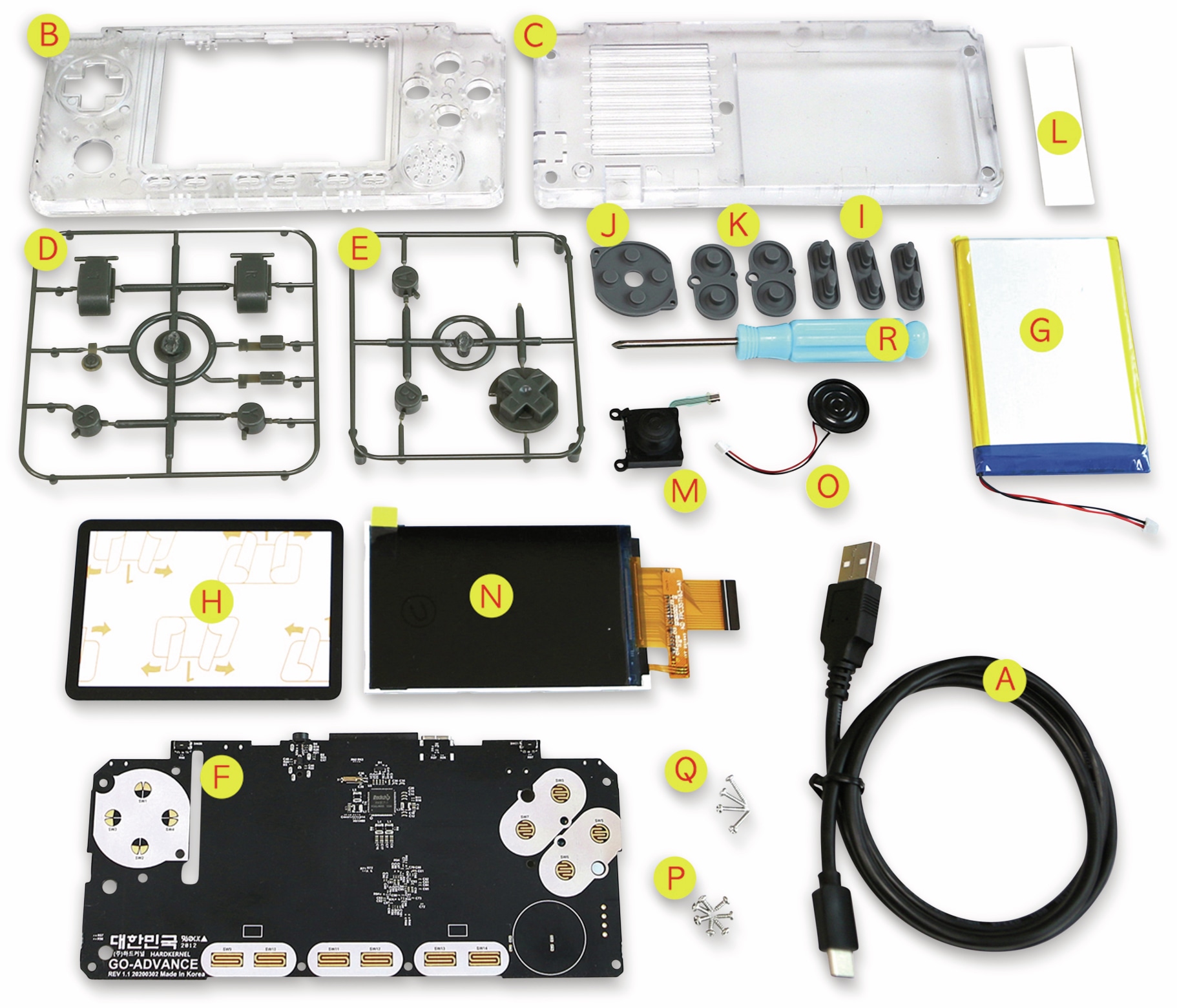 ODROID-GO Advance Black Edition, transparent, Spielekonsole Kit