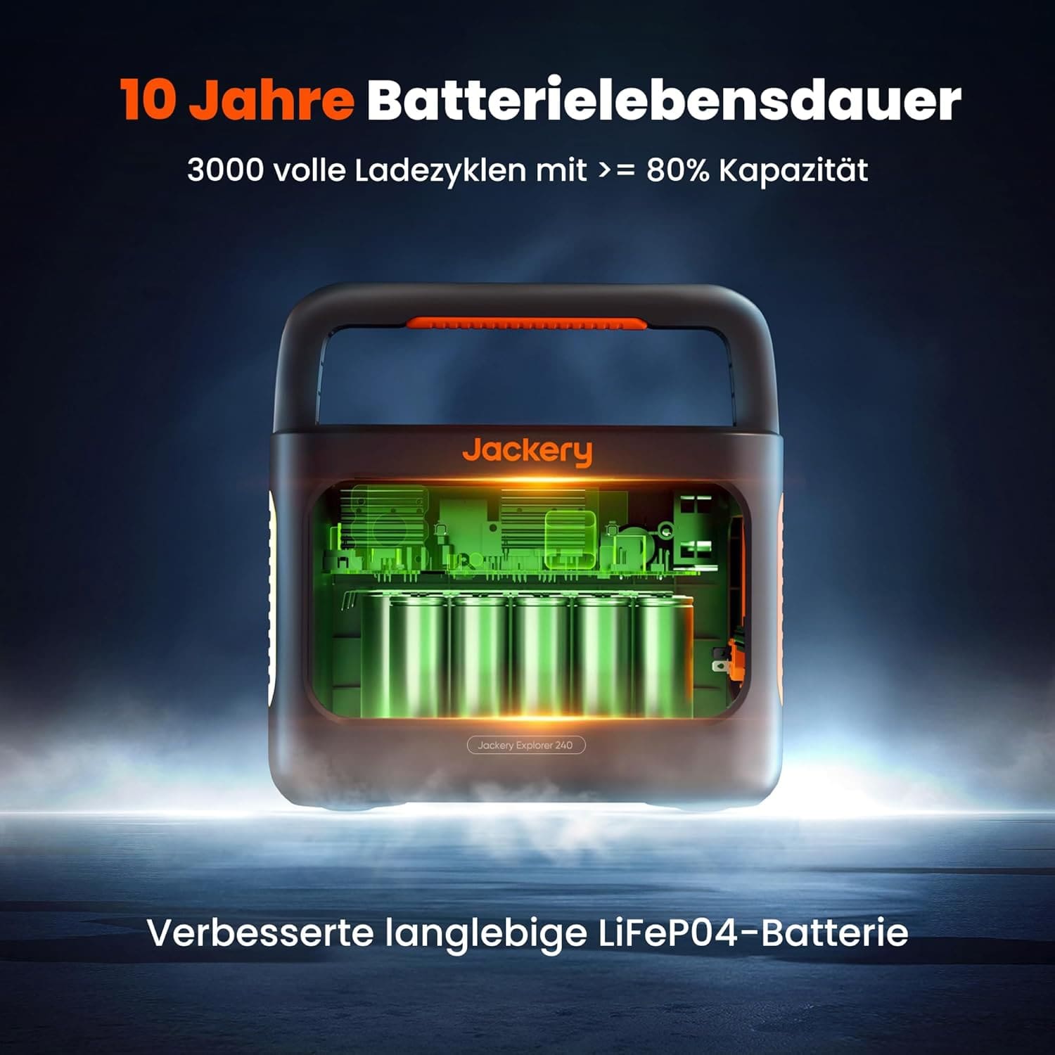 JACKERY Powerstation Explorer 240 V2, LiFePO4, 256 Wh, 300 W, 5-Port, USB-C PD 100 W, faltbarer Tragegriff JACKERY Powerstation Explorer 240 V2, LiFePO4, 256 Wh, 300 W, 5-Port, USB-C PD 100 W, faltbarer Tragegriff