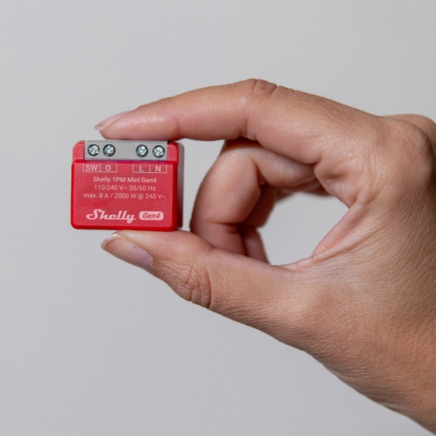 SHELLY Relais 1PM Mini Gen4, 8 A, WLAN, Bluetooth, rot