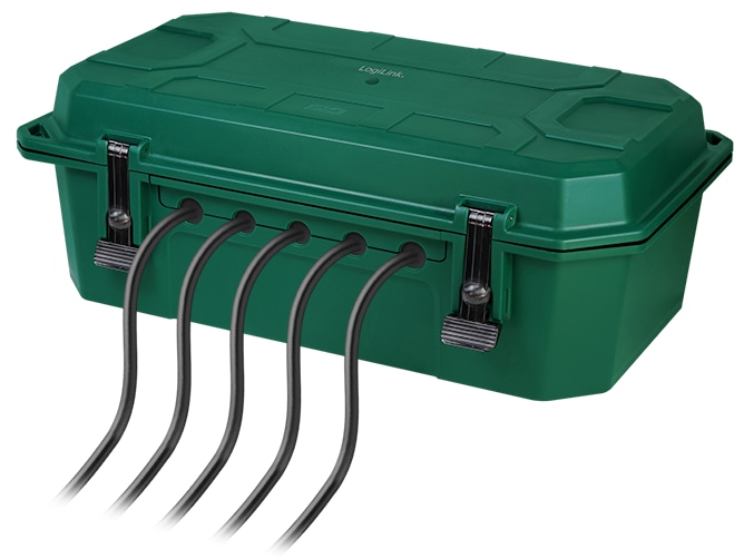 LOGILINK Kabelschutzbox LPS284, 4-fach, Steckerleiste, IP54, grün