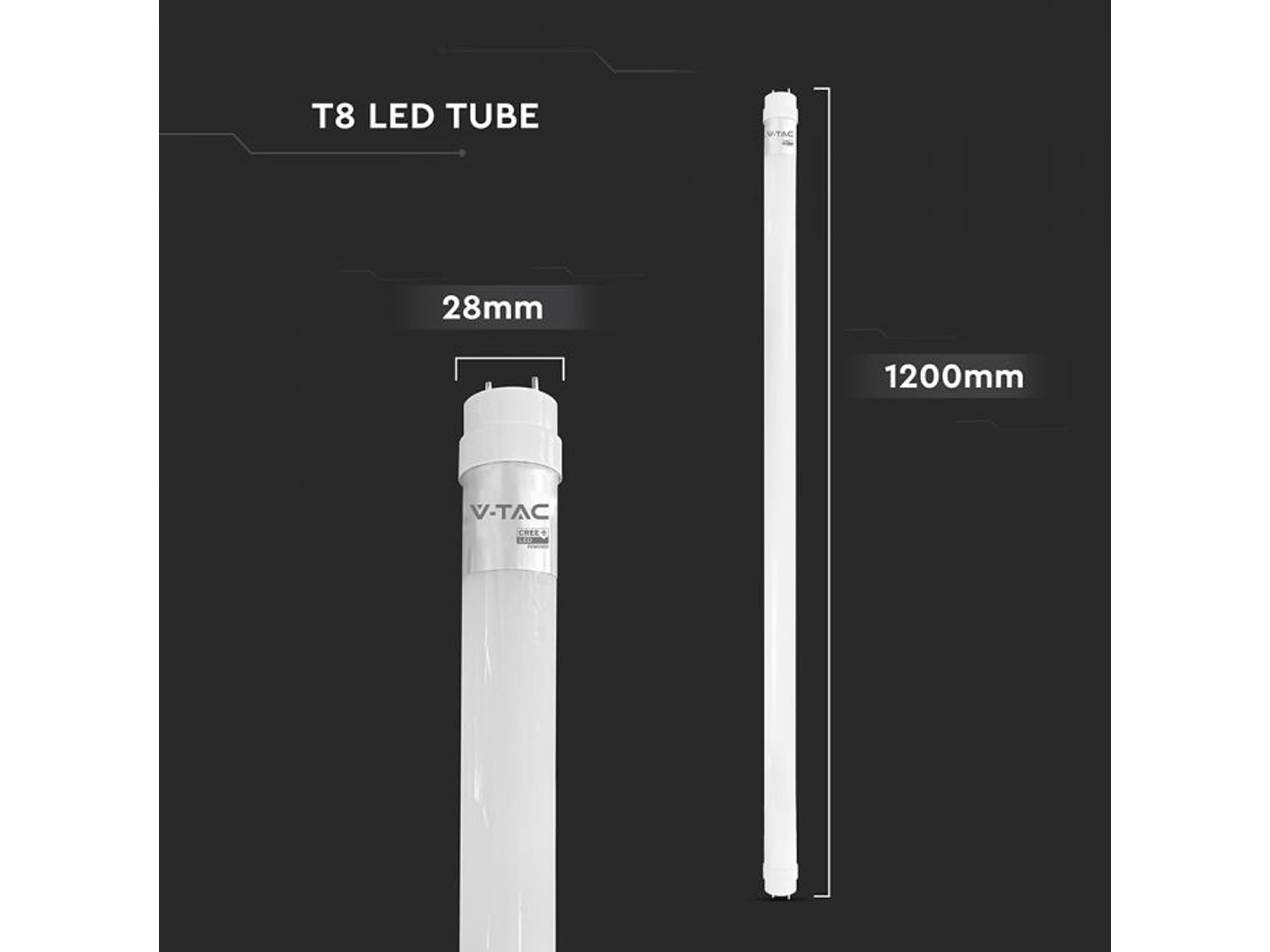 V-TAC LED-Röhre VT-121, 18W, 4000K, EEK: F, 1850lm, neutralweiß, IP20, 120 cm V-TAC LED-Röhre VT-121, 18W, 4000K, EEK: F, 1850lm, neutralweiß, IP20, 120 cm
