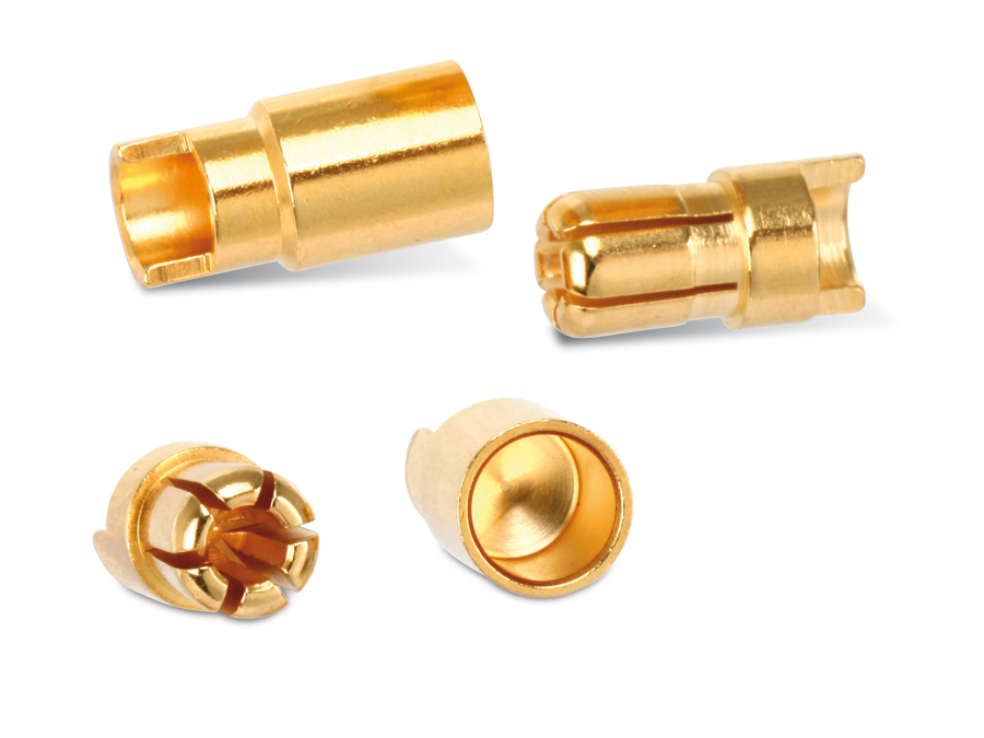 Goldkontakt-Steckerset, Steckerlänge 14,1 mm, Kupplungslänge 14,8 mm, 6 mm, 5 Paare Goldkontakt-Steckerset, Steckerlänge 14,1 mm, Kupplungslänge 14,8 mm, 6 mm, 5 Paare