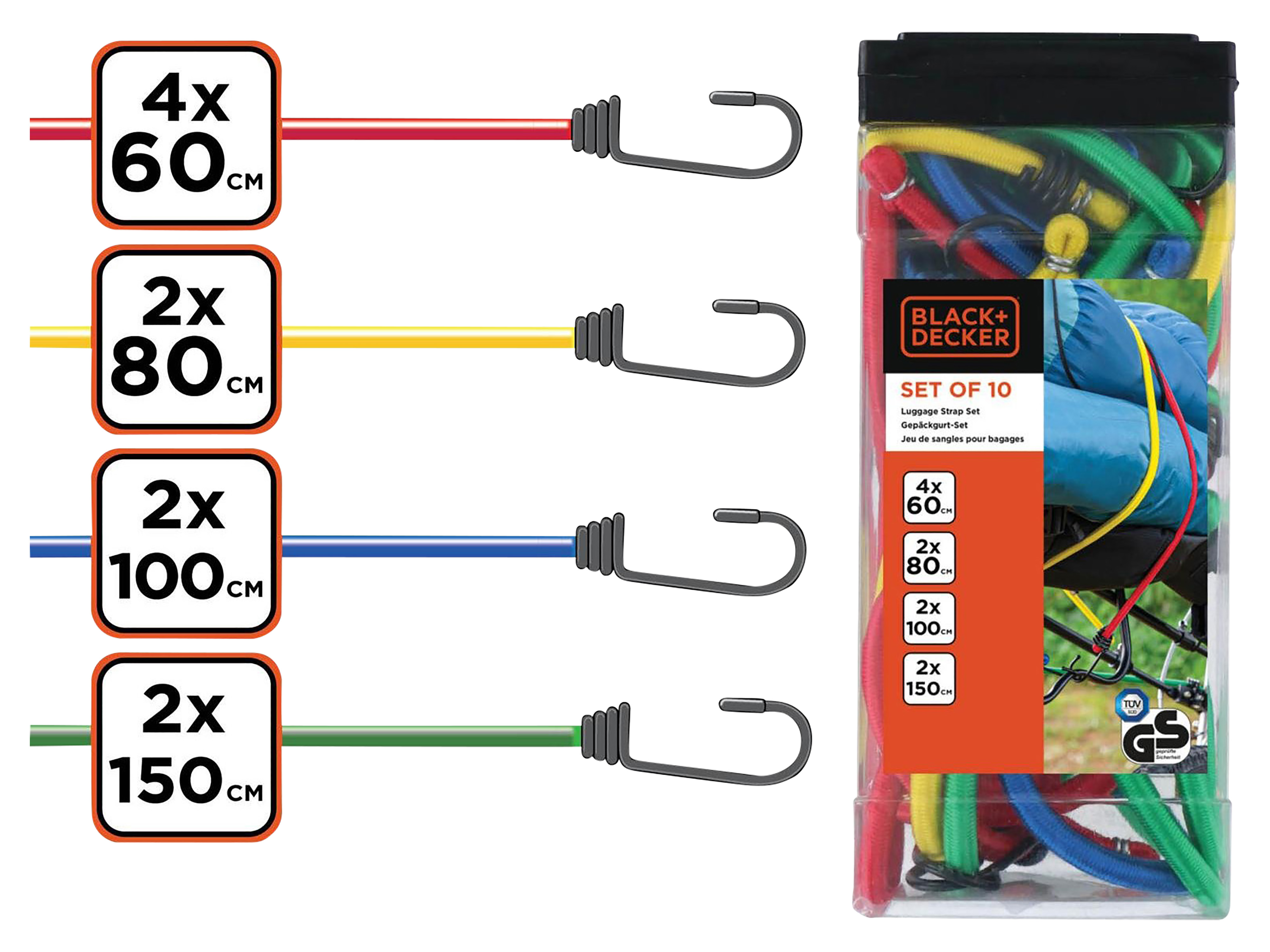 BLACK & DECKER Gepäckstrang-Set, 10-teilig