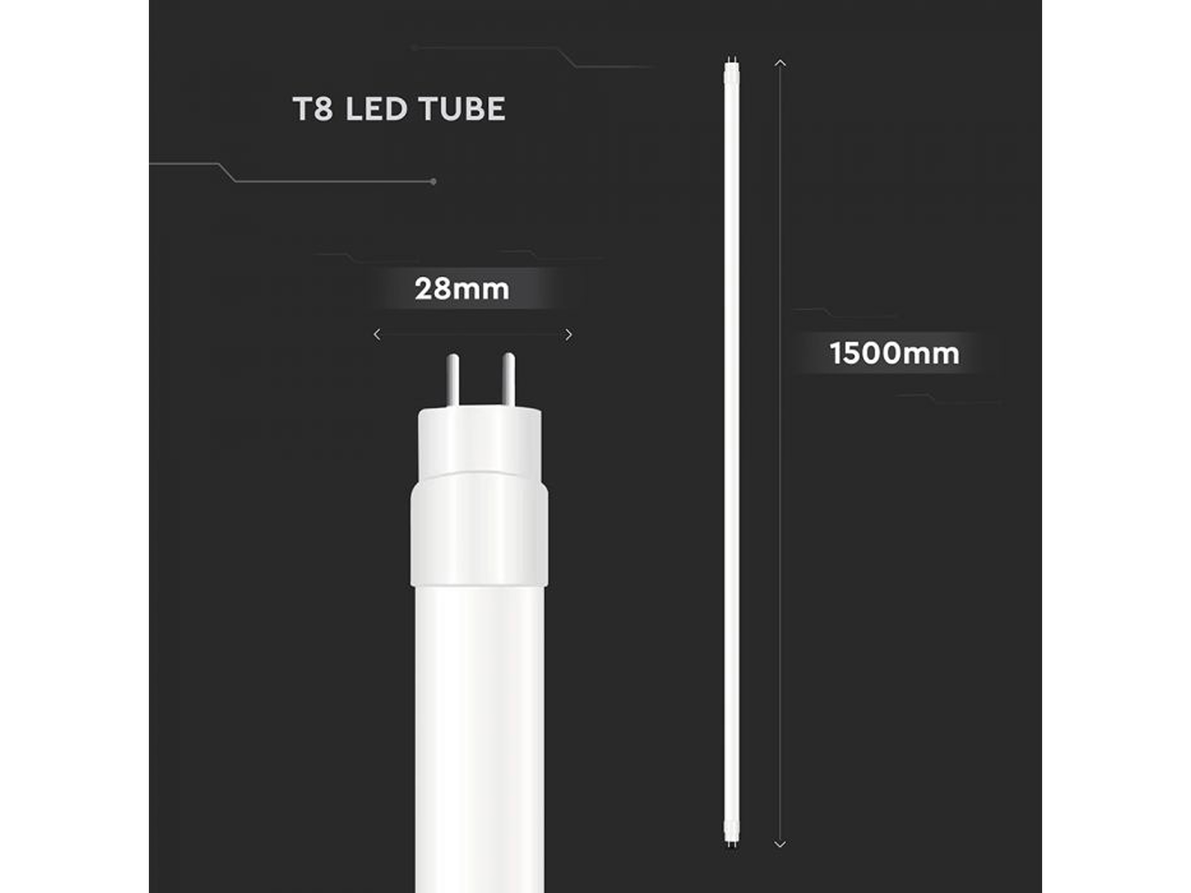 V-TAC LED-Röhre VT-151, 20W, 4000K, EEK: F, 2100lm, neutralweiß, IP20, 150 cm