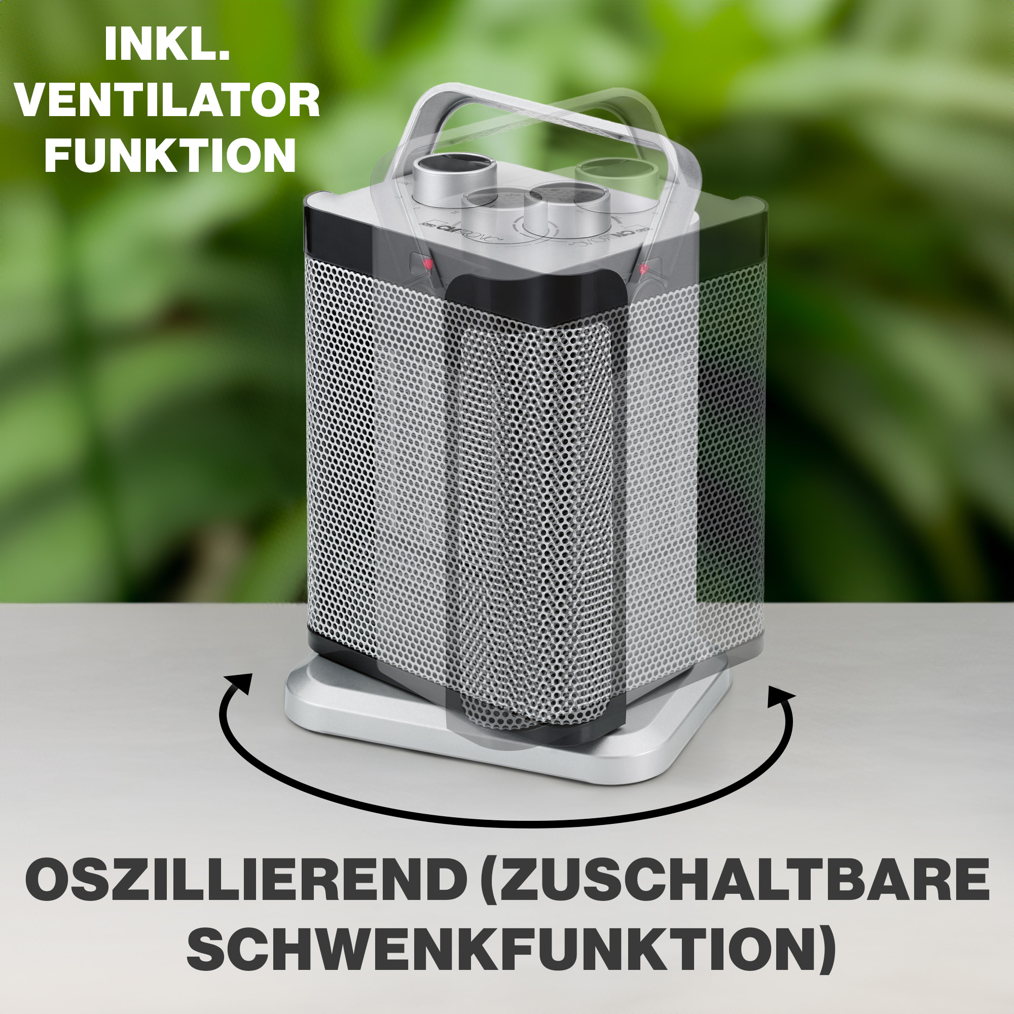 CLATRONIC Keramik-Heizlüfter HL3631, PTC-Keramik-Heizelement, 1000/1500 Watt
