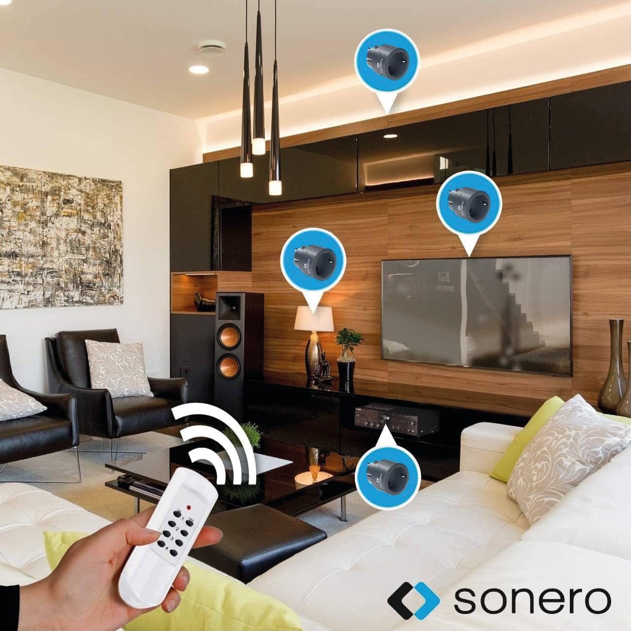 SONERO Funksteckdosen Set, 1 Sender, 4 Empfänger, anthrazit SONERO Funksteckdosen Set, 1 Sender, 4 Empfänger, anthrazit