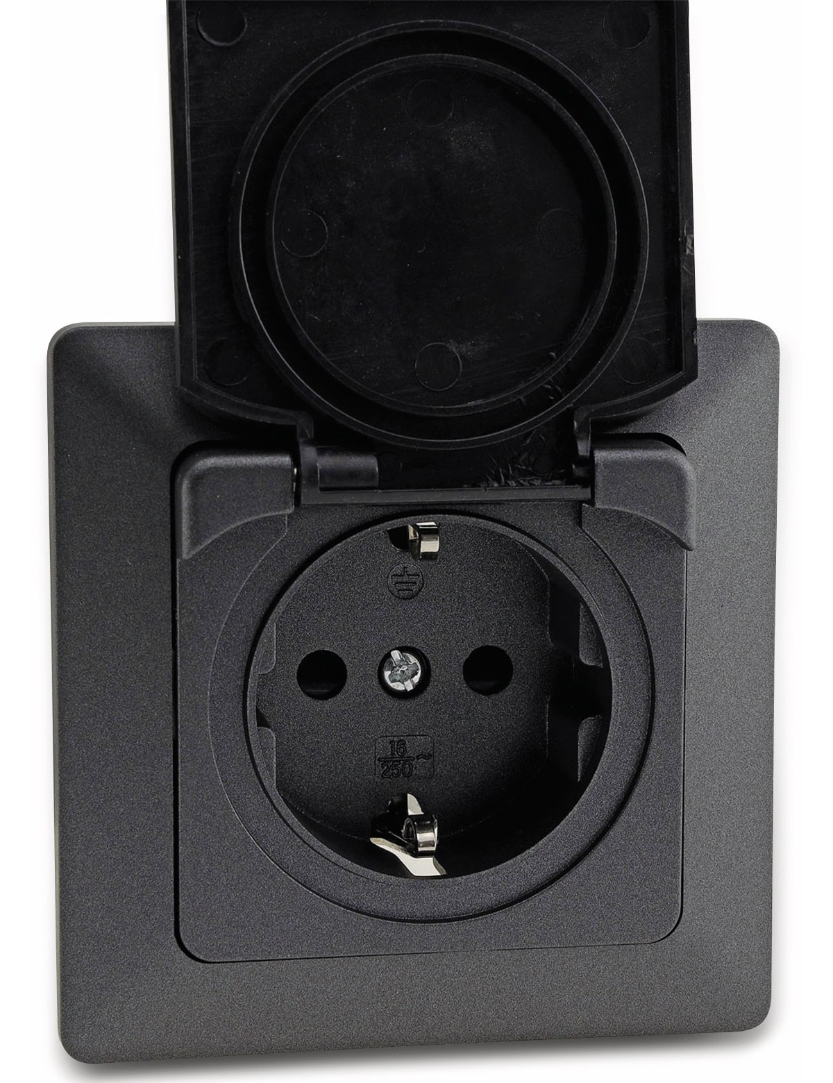 MILOS Schutzkontakt-Steckdose 23049, mit Klappdeckel, 16A/250V~, anthrazit