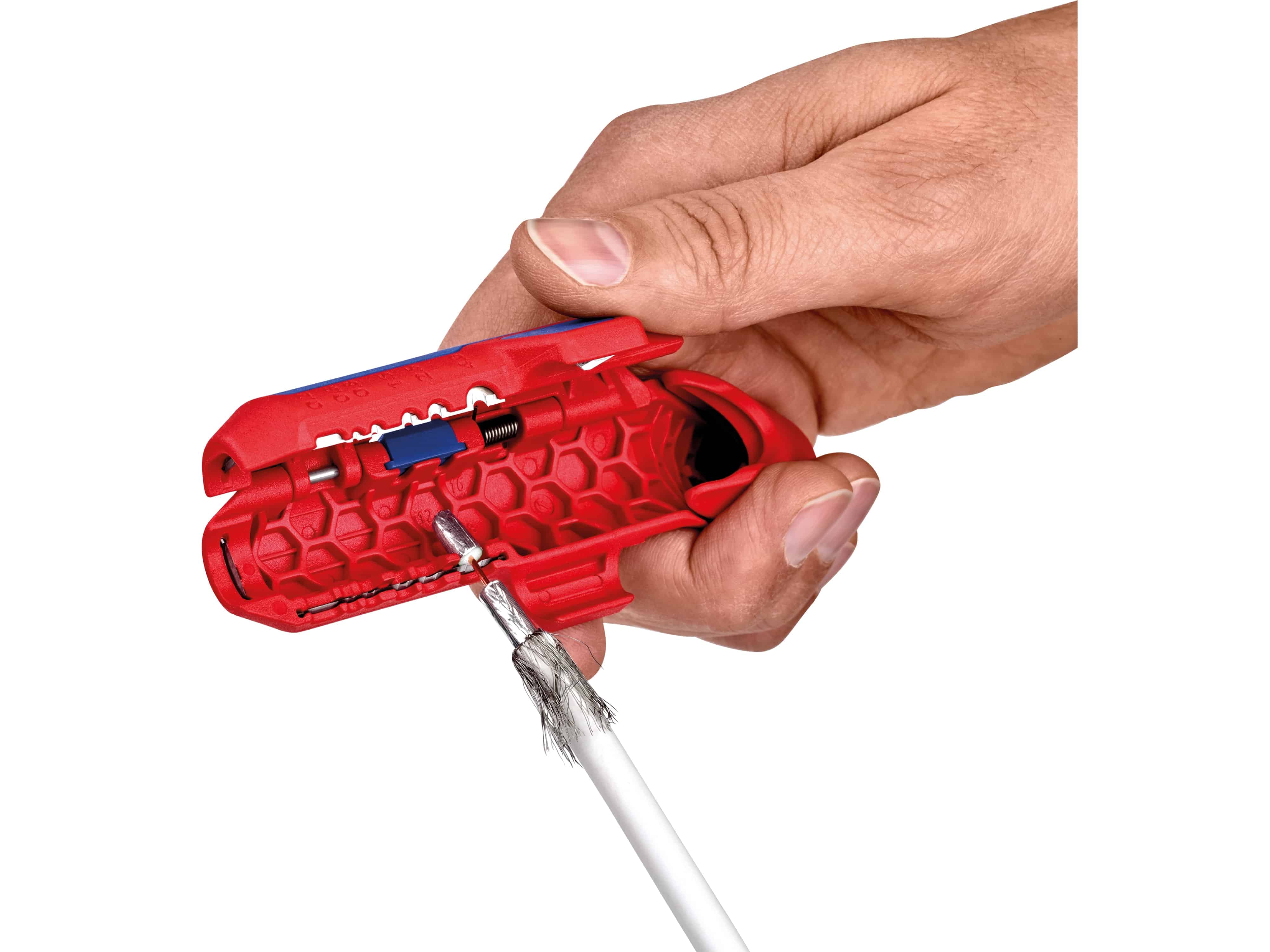 KNIPEX Universal-Abmantelungswerkzeug, ErgoStrip® 16 95 01 SB, für Rechtshänder