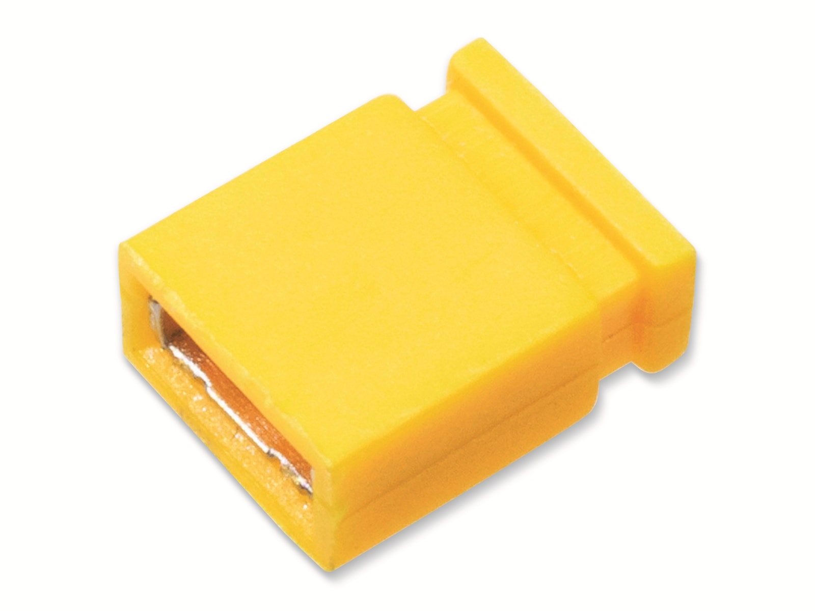 Kurzschlussbrücke / Jumper, gelb, 2,54 mm, oben geschlossen, 2 Pol Kurzschlussbrücke / Jumper, gelb, 2,54 mm, oben geschlossen, 2 Pol
