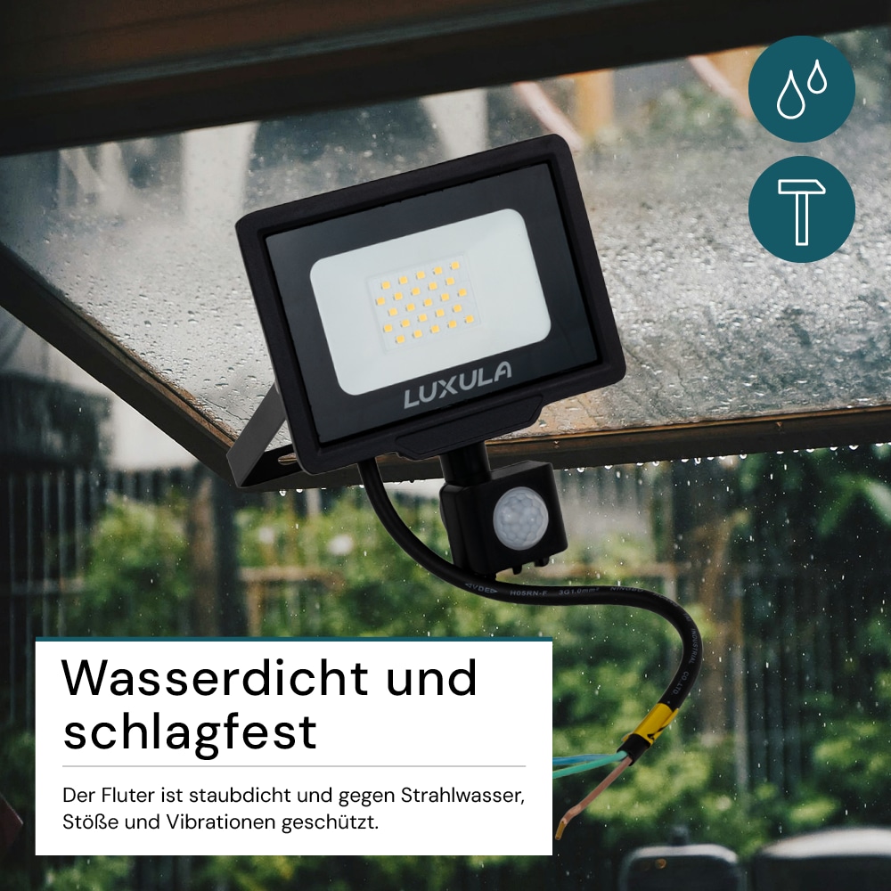 LUXULA LED-Fluter mit Bewegungsmelder, EEK: F, 20W, 2000lm, 3000K, schwarz LUXULA LED-Fluter mit Bewegungsmelder, EEK: F, 20W, 2000lm, 3000K, schwarz