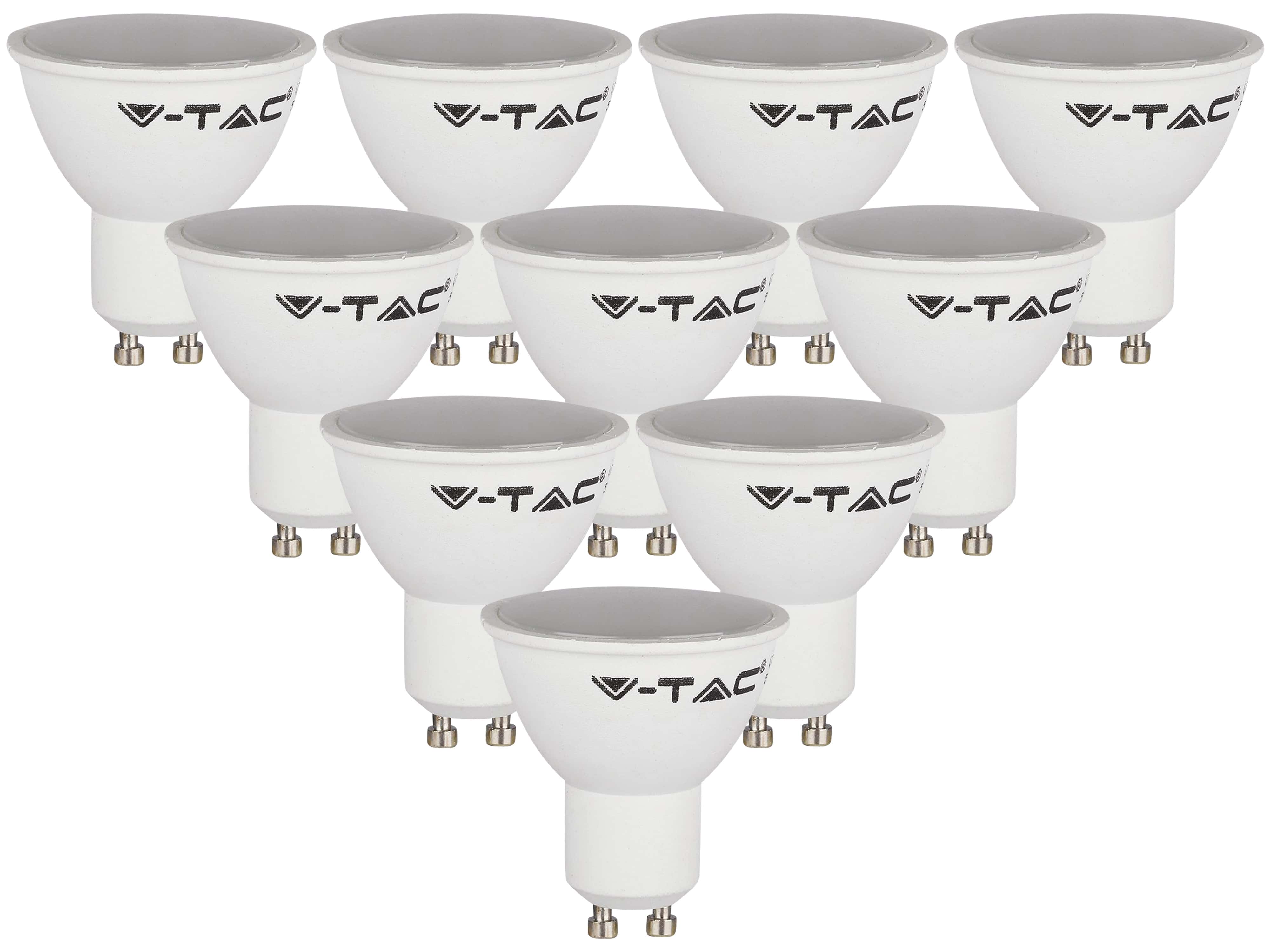 V-TAC LED-SMD-Lampe, PAR16, GU10, EEK: F, 4,5W, 400lm, 3000K, 10 Stück