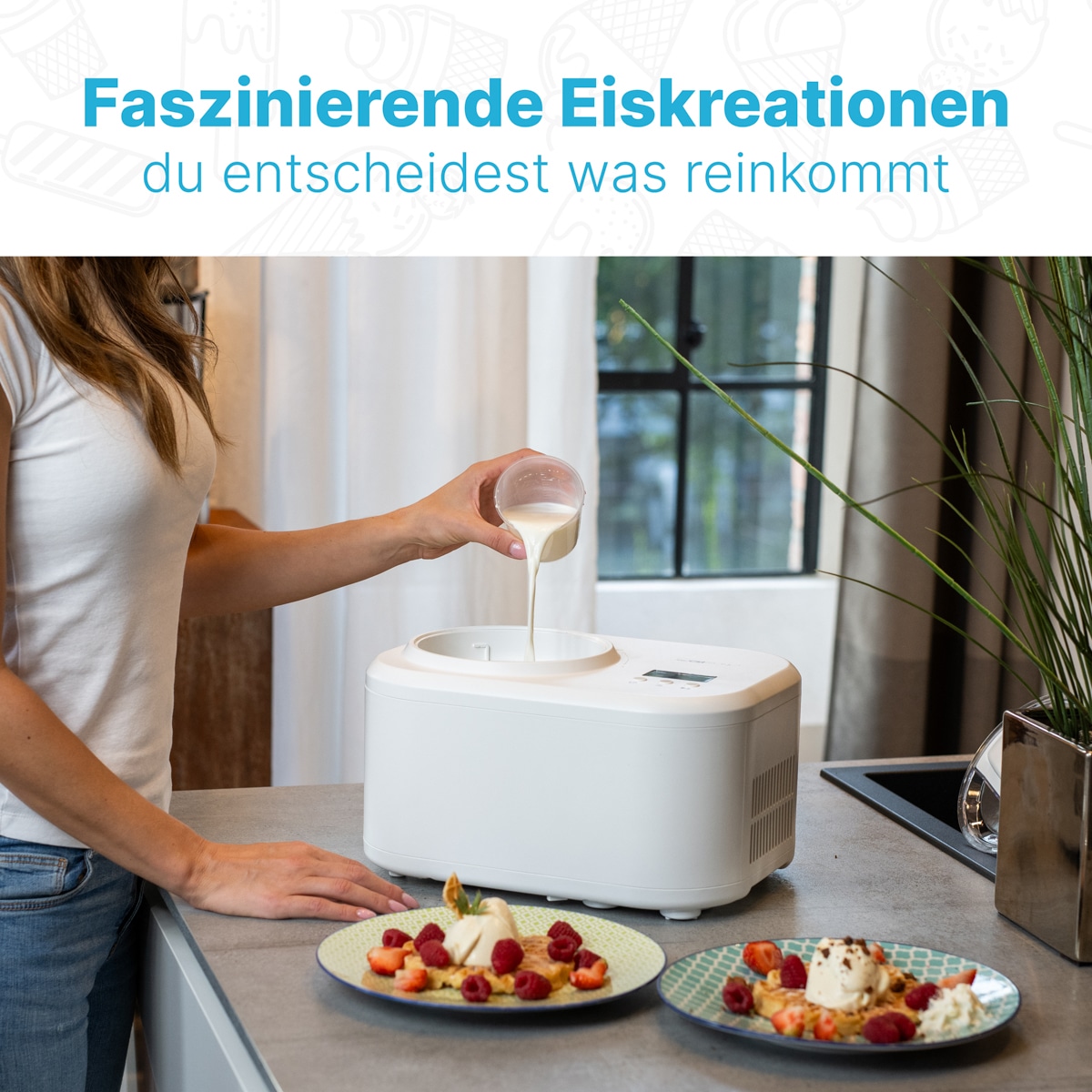 CLATRONIC Eismaschine ICM 3799, Eiscreme, Joghurt, Frozen Joghurt, Sorbet, weiß CLATRONIC Eismaschine ICM 3799, Eiscreme, Joghurt, Frozen Joghurt, Sorbet, weiß