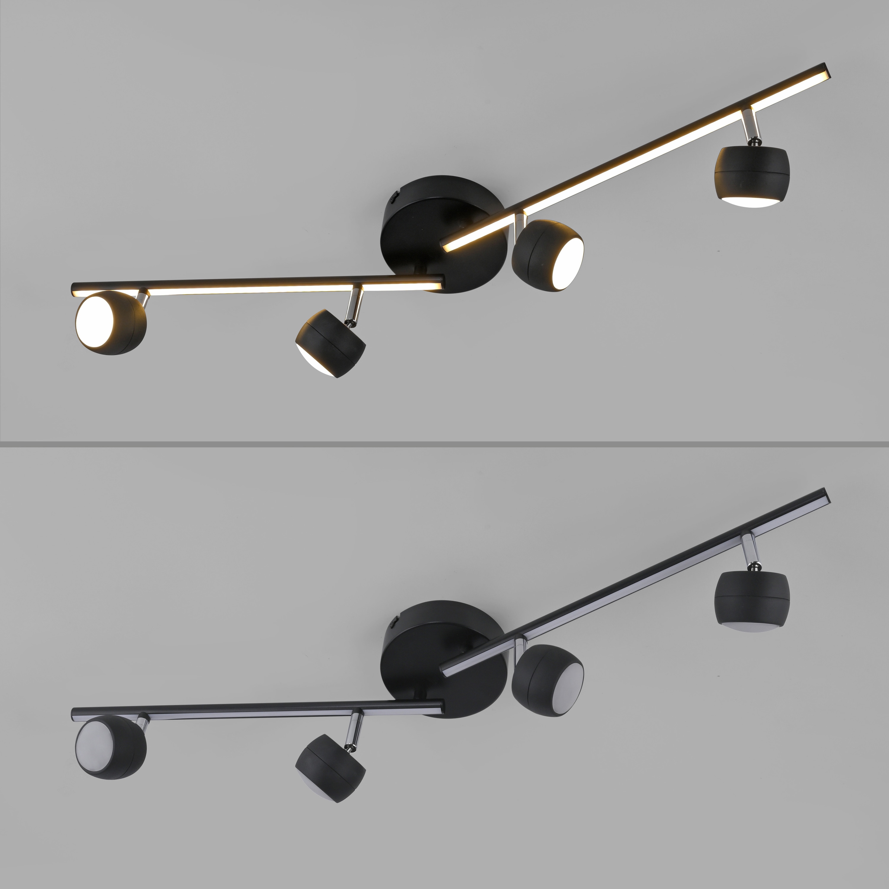 JUST LIGHT LED-Deckenleuchte 11402-18, 20,40W, 3000K, 2360lm, warmweiß, IP20, schwarz