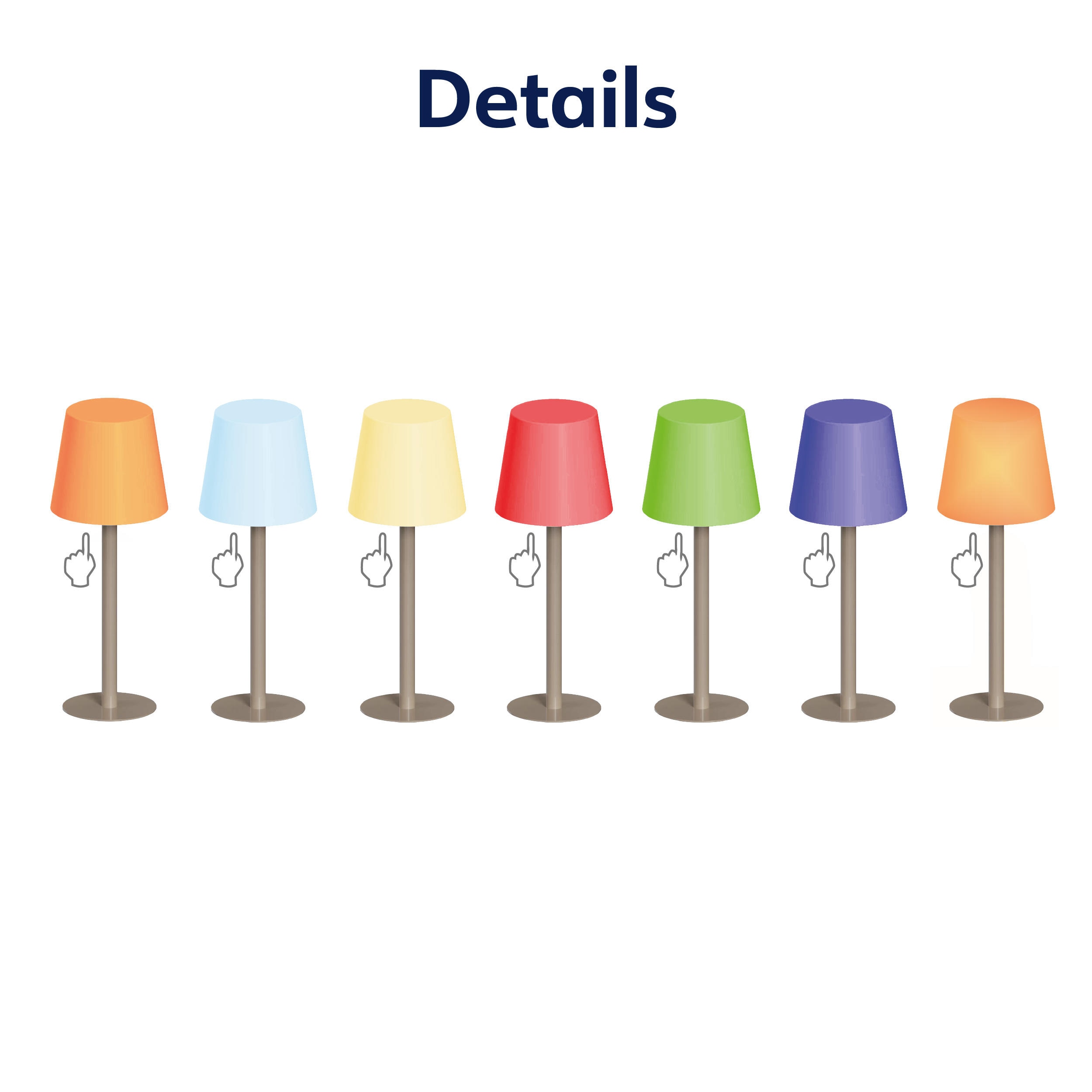 MÜLLER-LICHT LED-Akku-Tischleuchte PINE, 2W, 200lm, RGB + weiß, grau