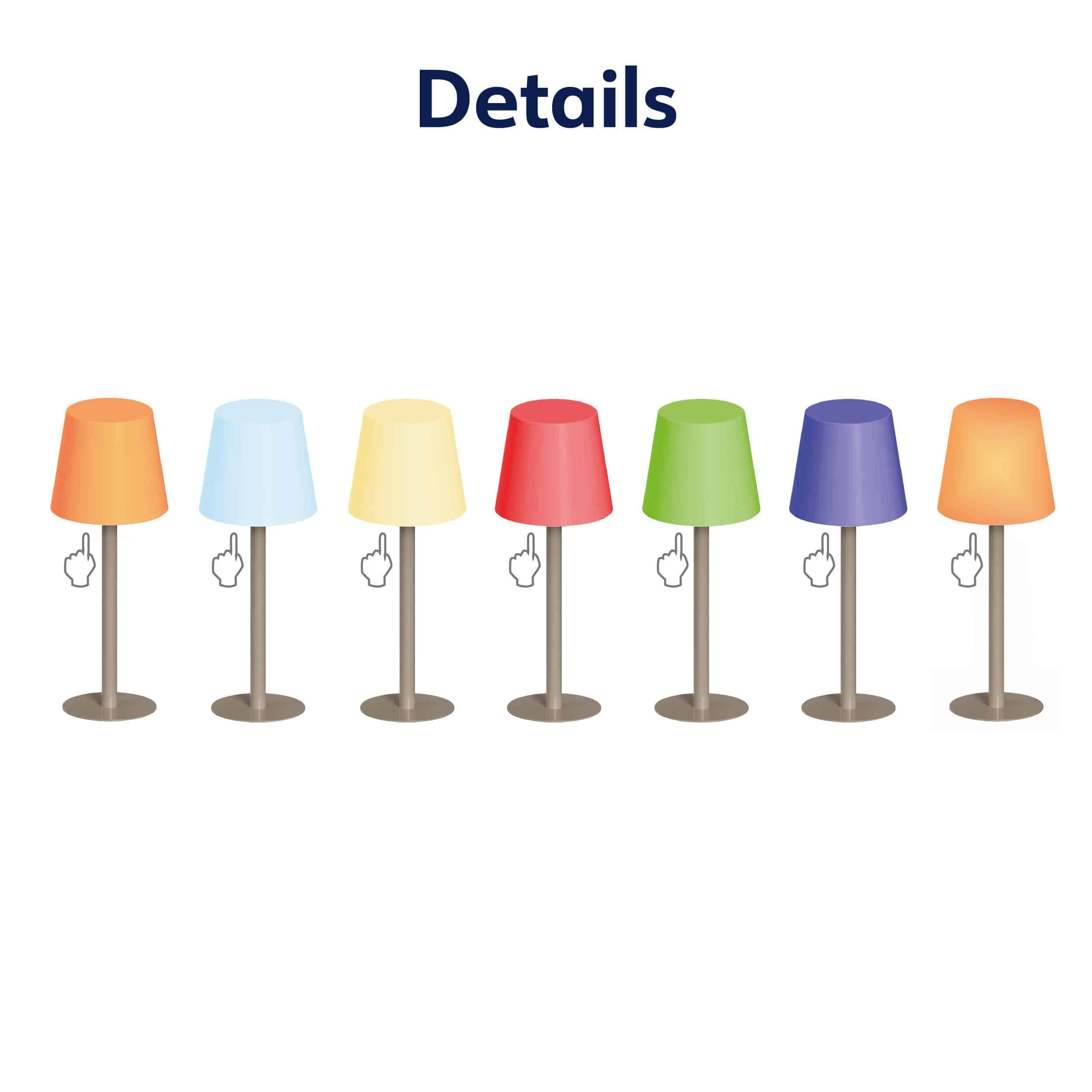 MÜLLER-LICHT LED-Akku-Tischleuchte PINE, 2W, 200lm, RGB + weiß, grau