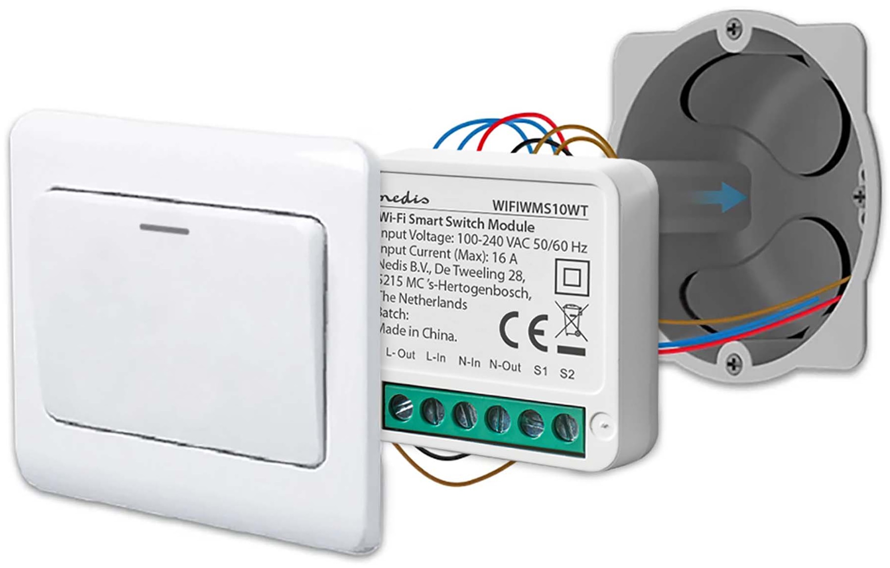 NEDIS Power Switch SmartLife, Einbaumodul Schalter, weiß NEDIS Power Switch SmartLife, Einbaumodul Schalter, weiß