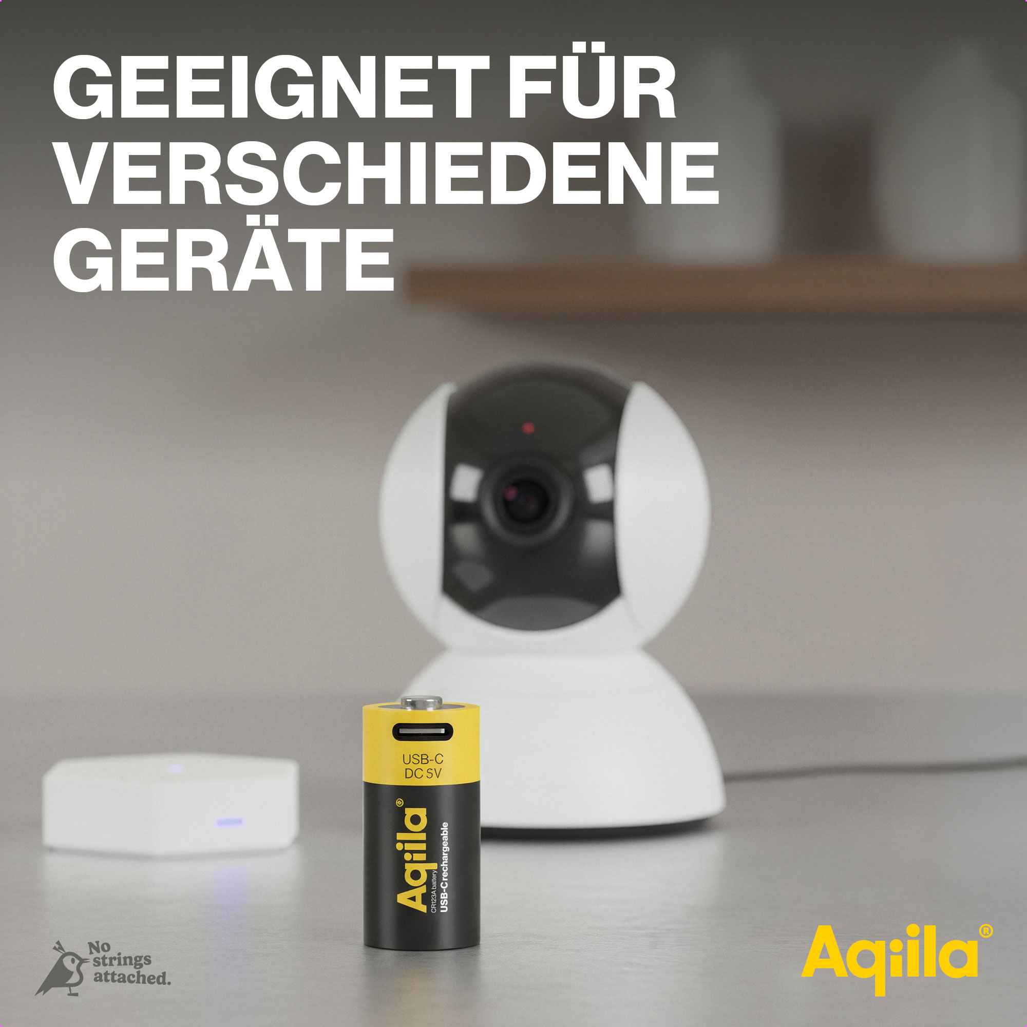 Li-lon-Akku AQILLA, CR123A, USB-C, 3 V, 2er Pack
