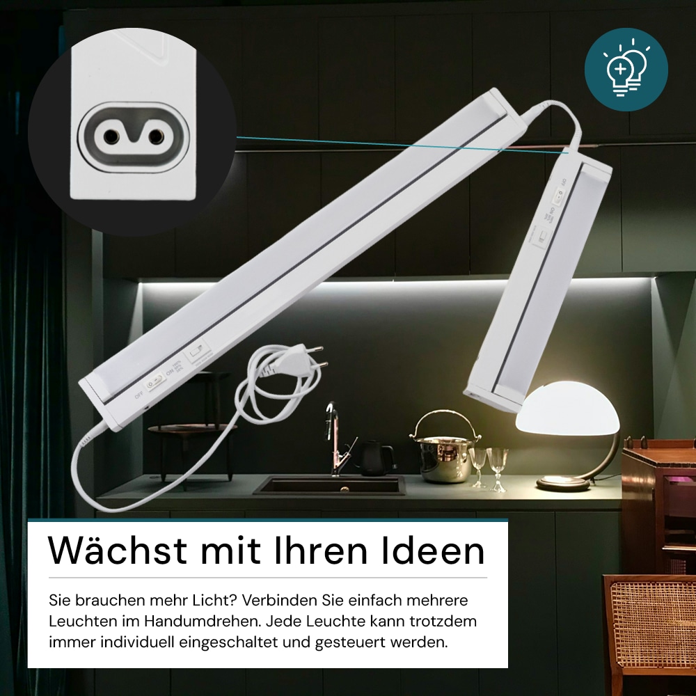 LUXULA LED-Unterbauleuchte, 16W, EEK: E, 1600lm, CCT, IP20, dimmbar, weiß, 115cm