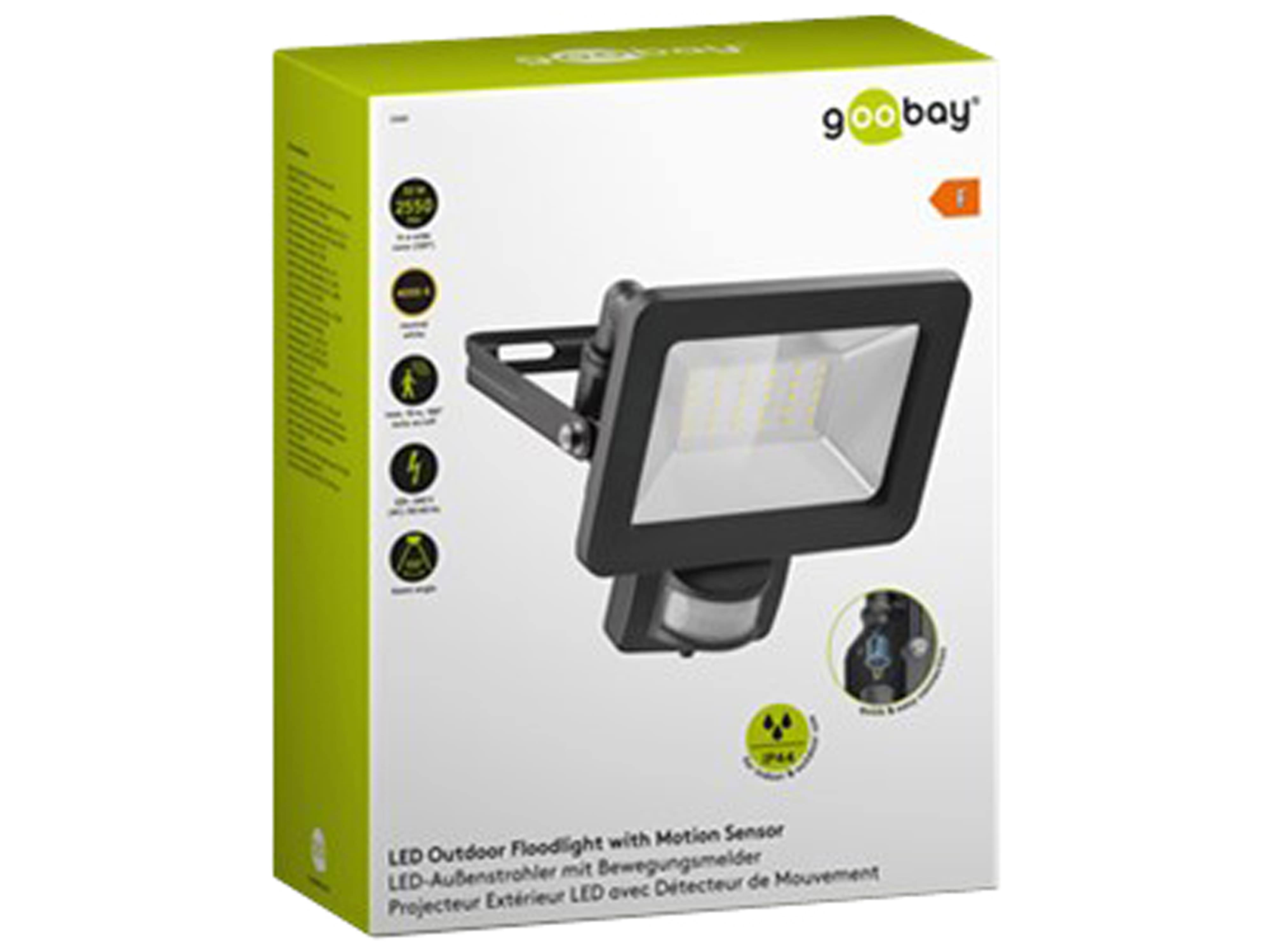 GOOBAY LED-Fluter, 30W, 2550lm, 4000K, schwarz