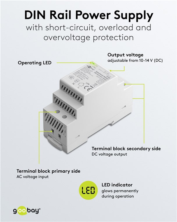 GOOBAY Hutschienen-Netzteil 74764, 12 V, 2,5 A, 30 W