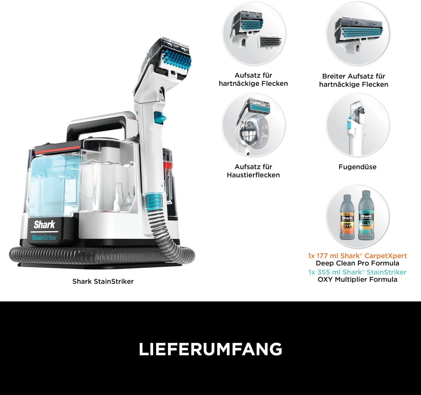 SHARK Flecken- und Polsterreiniger, StainStriker, PX200EUT, 450 W