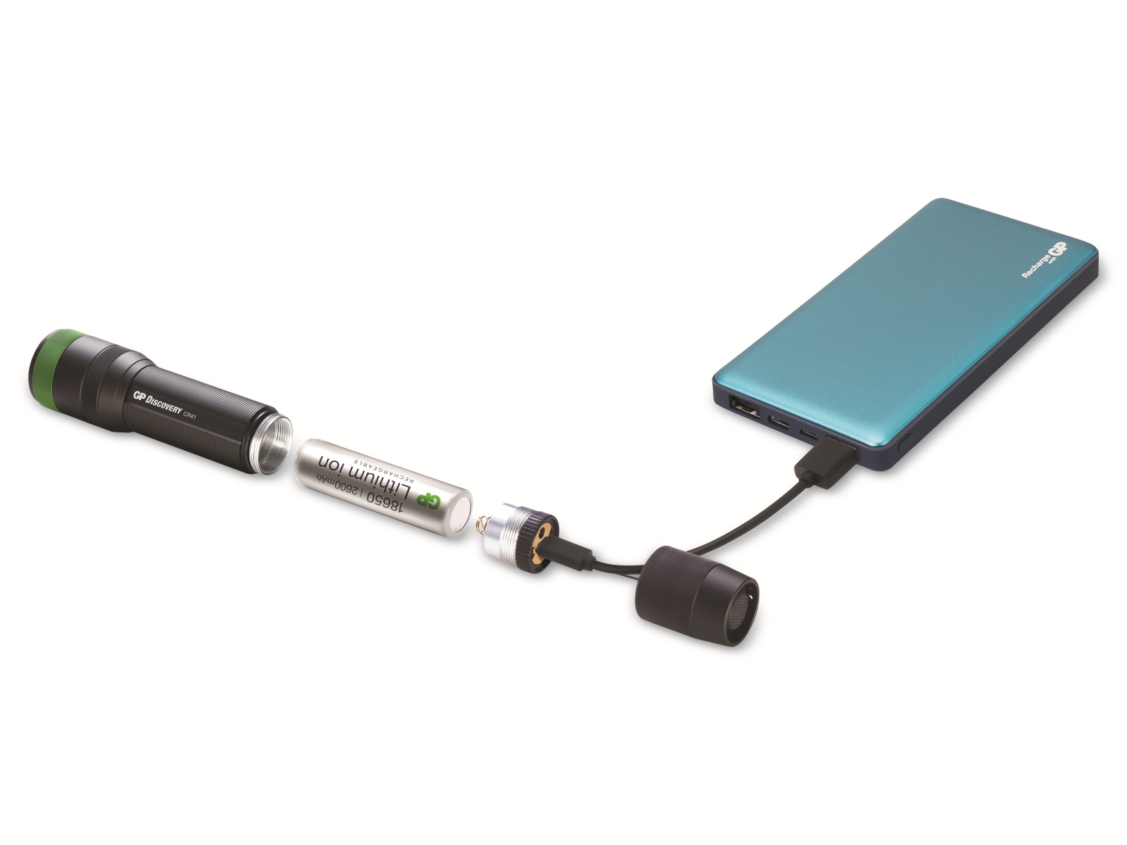 GP LED-Taschenlampe Discovery CR41, 650lm, USB wiederaufladbar