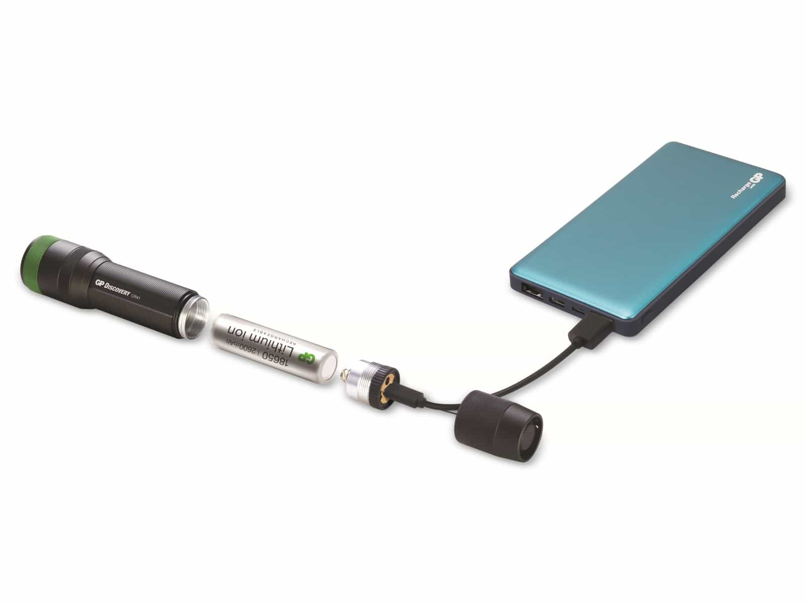 GP LED-Taschenlampe Discovery CR41, 650lm, USB wiederaufladbar