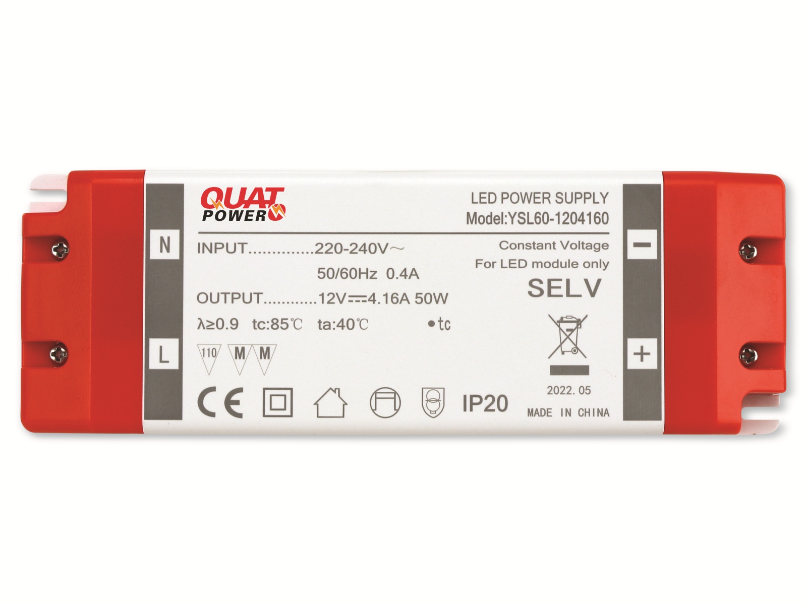 QUATPOWER LED-Schaltnetzteil YSL60-1204160, 12 V-, 50 W QUATPOWER LED-Schaltnetzteil YSL60-1204160, 12 V-, 50 W