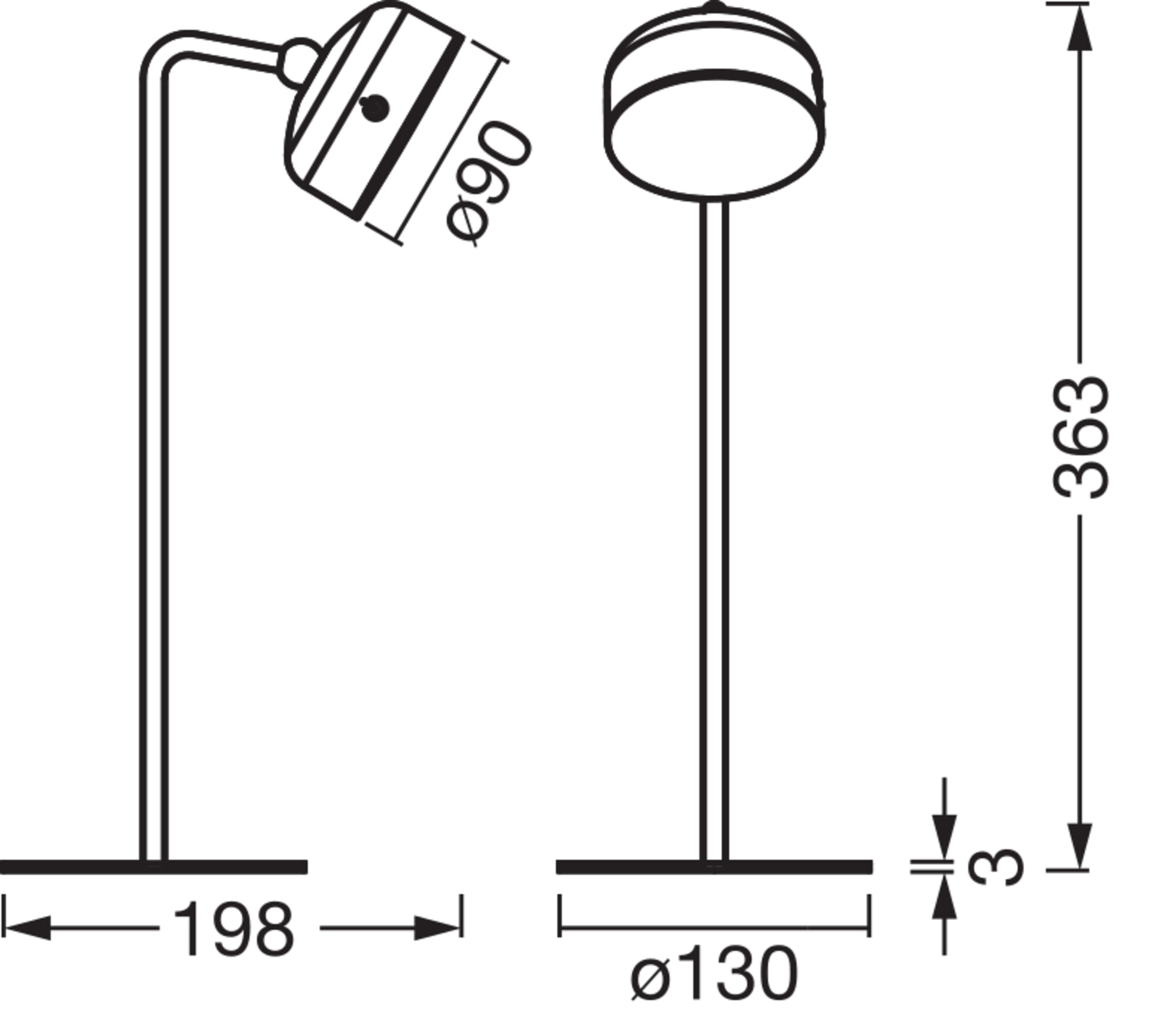OSRAM LED-Tischleuchte, 1,8W, 3000K, 100lm, warmweiß, Dimmbar, IP20, schwarz
