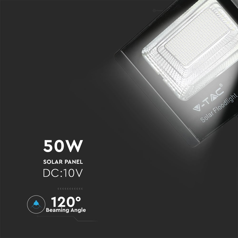 V-TAC Solar LED-Fluter VT-300W, 50 W, 4000 K, mit Panel + Fernbedienung