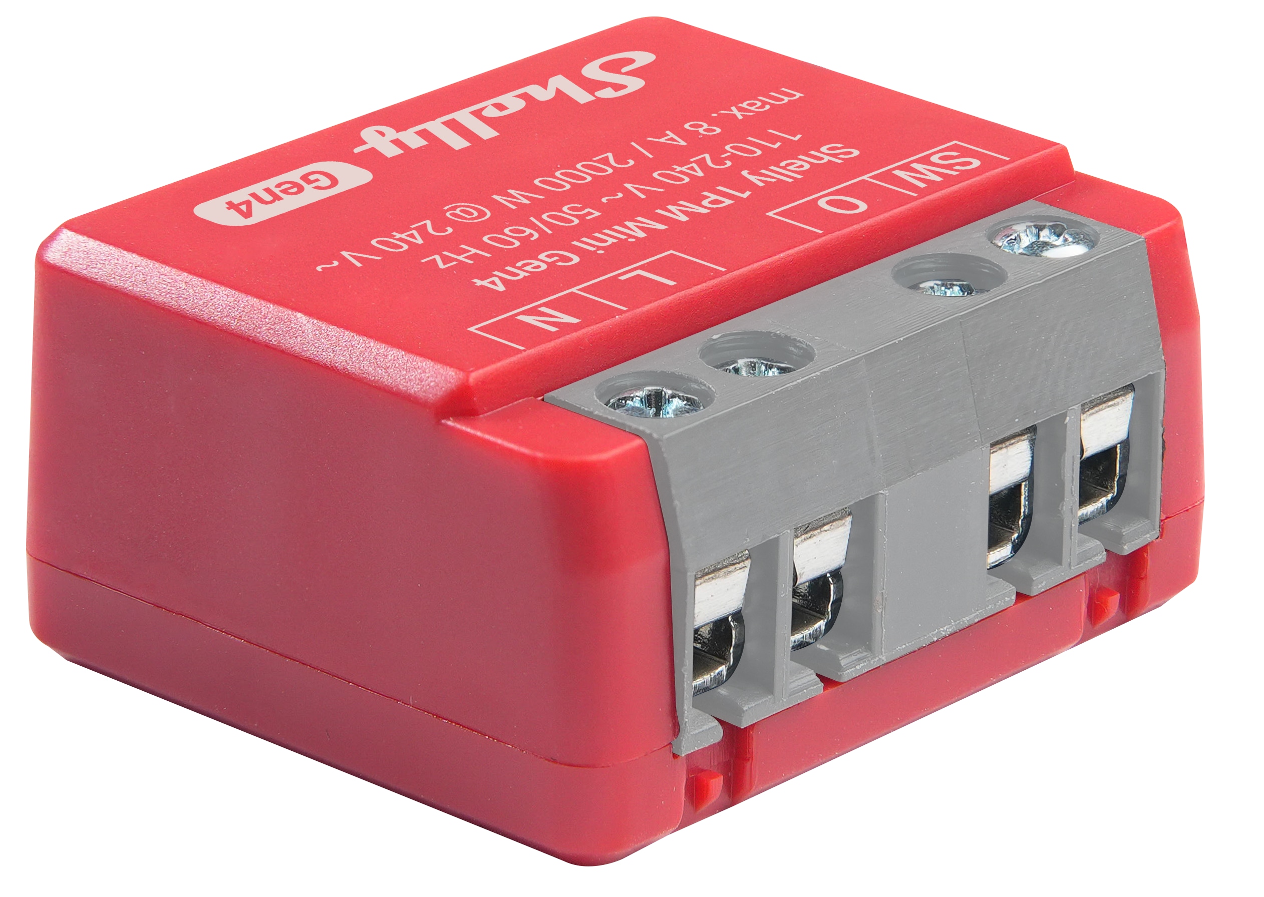 SHELLY Relais 1PM Mini Gen4, 8 A, WLAN, Bluetooth, rot, 4 Stück