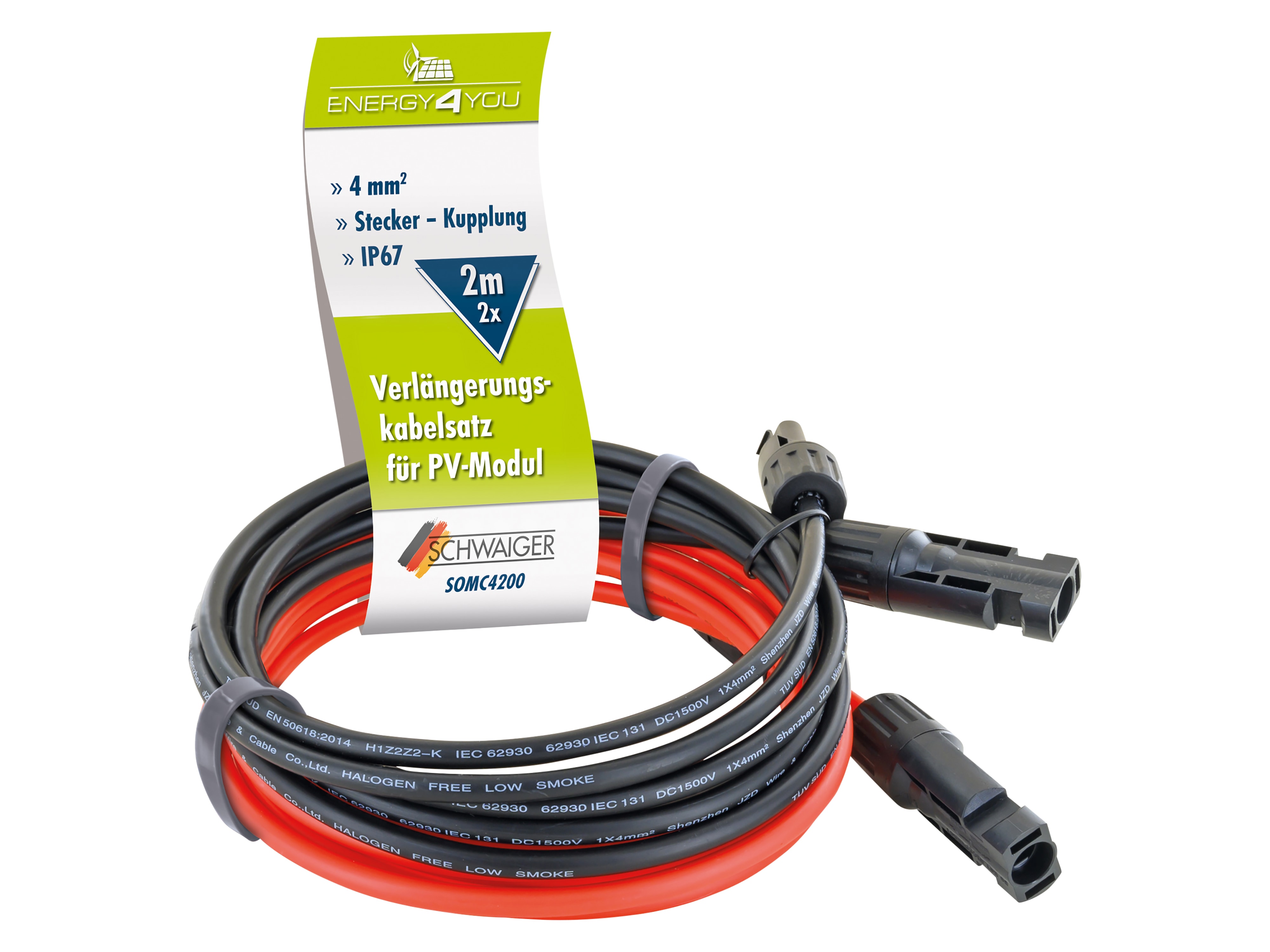 SCHWAIGER Solarkabel Verlängerung SOMC4200, 2 m, 2 Stück