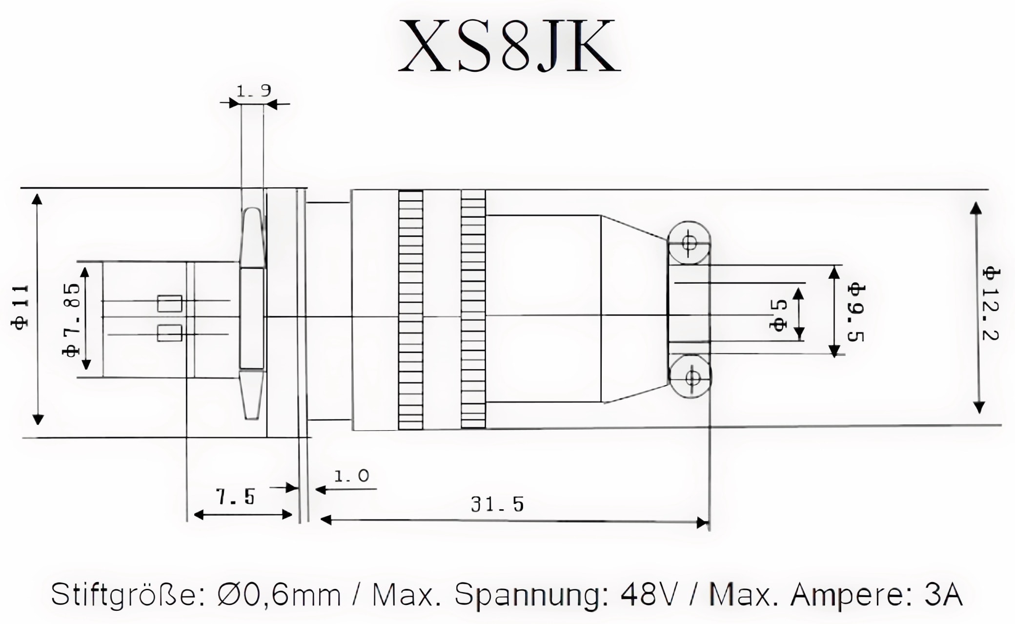 Einbaustecker-Set Ø 8mm 4-Pin mit Federverschluss Einbaustecker-Set Ø 8mm 4-Pin mit Federverschluss