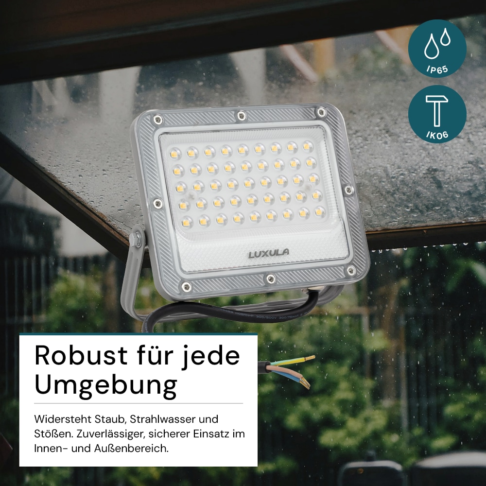 LUXULA LED-Fluter, EEK: E, 30W, 3900lm, 4000K, IP65, grau