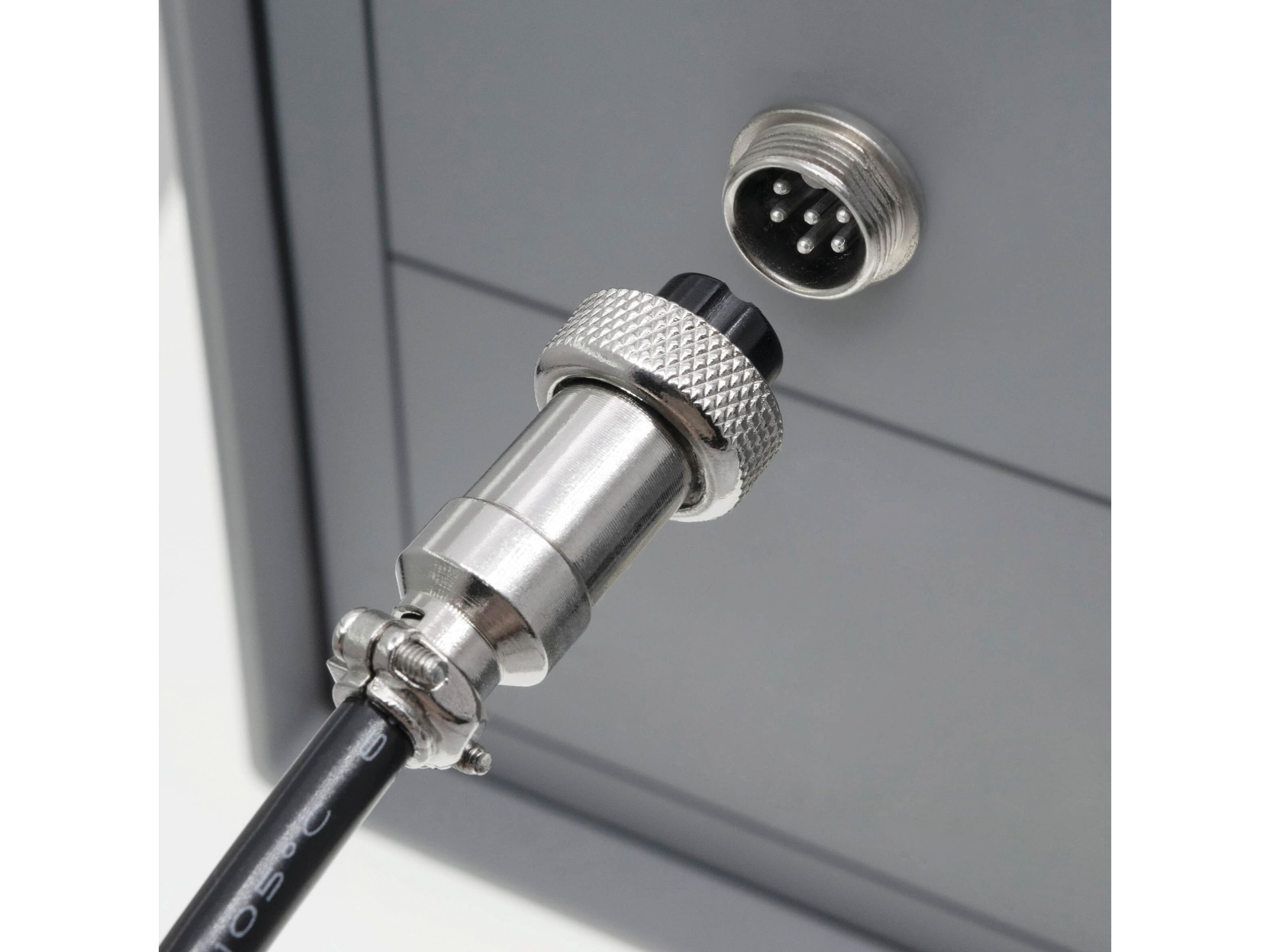 Rundsteckverbinder, 6-polig, 48V, 1A, Lötanschluss, IP55, wire to panel, 1 Stecker + 1 Buchse Rundsteckverbinder, 6-polig, 48V, 1A, Lötanschluss, IP55, wire to panel, 1 Stecker + 1 Buchse