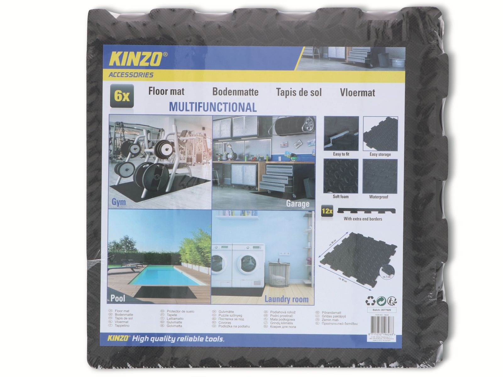 KINZO Multifunktionale-Bodenmatte, 6 Stück, 40x40x1 cm, schwarz KINZO Multifunktionale-Bodenmatte, 6 Stück, 40x40x1 cm, schwarz