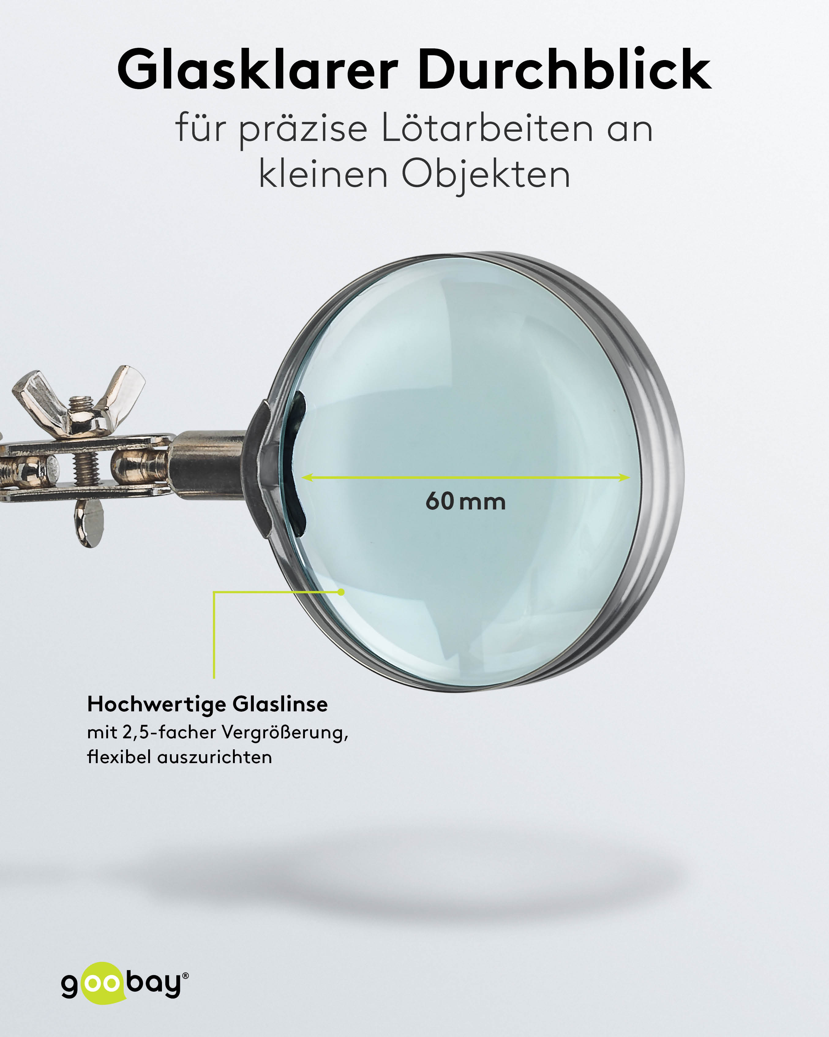 GOOBAY Dritte Hand, 76560, mit Lupe und Lötkolbenständer