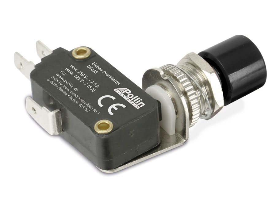 Einbau-Drucktaster DS438, 7,5 A/250 V~, schwarz