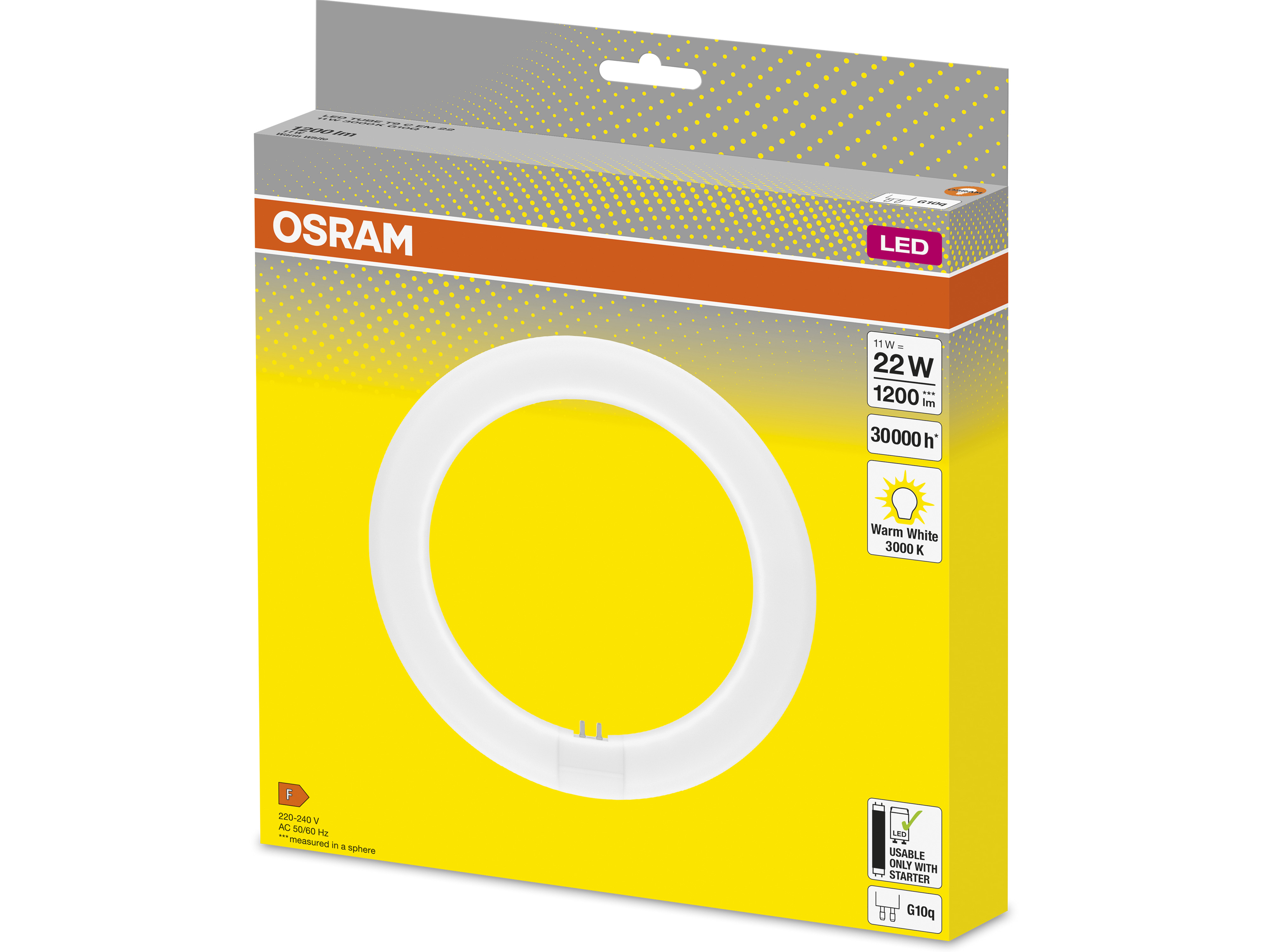 OSRAM LED-Röhre T9, Ringform, G10q, EEK: F, 11W, 1200lm, 3000K