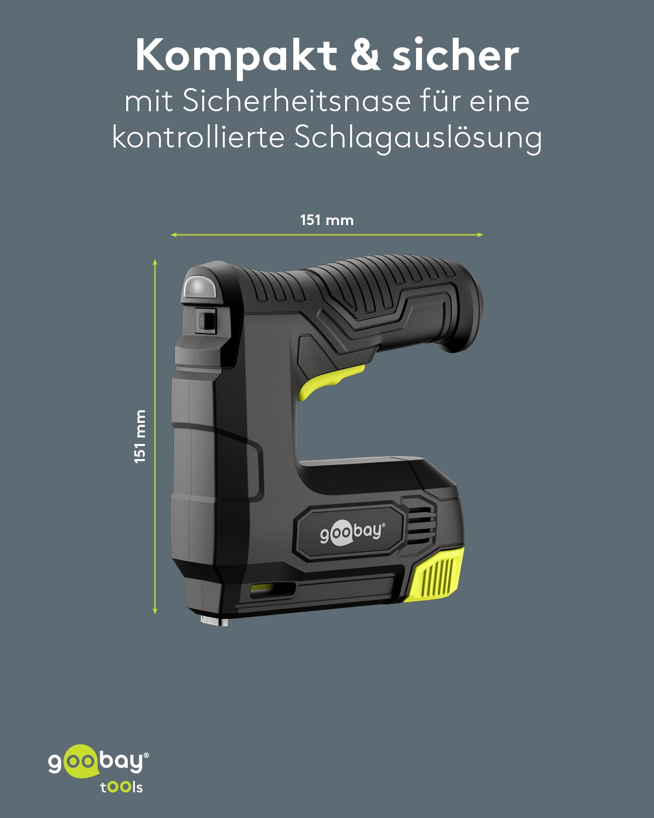 GOOBAY TOOLS 2in1 Akku-Tacker, 77819, mit 2.000 Tackernadeln und 500 Nägeln
