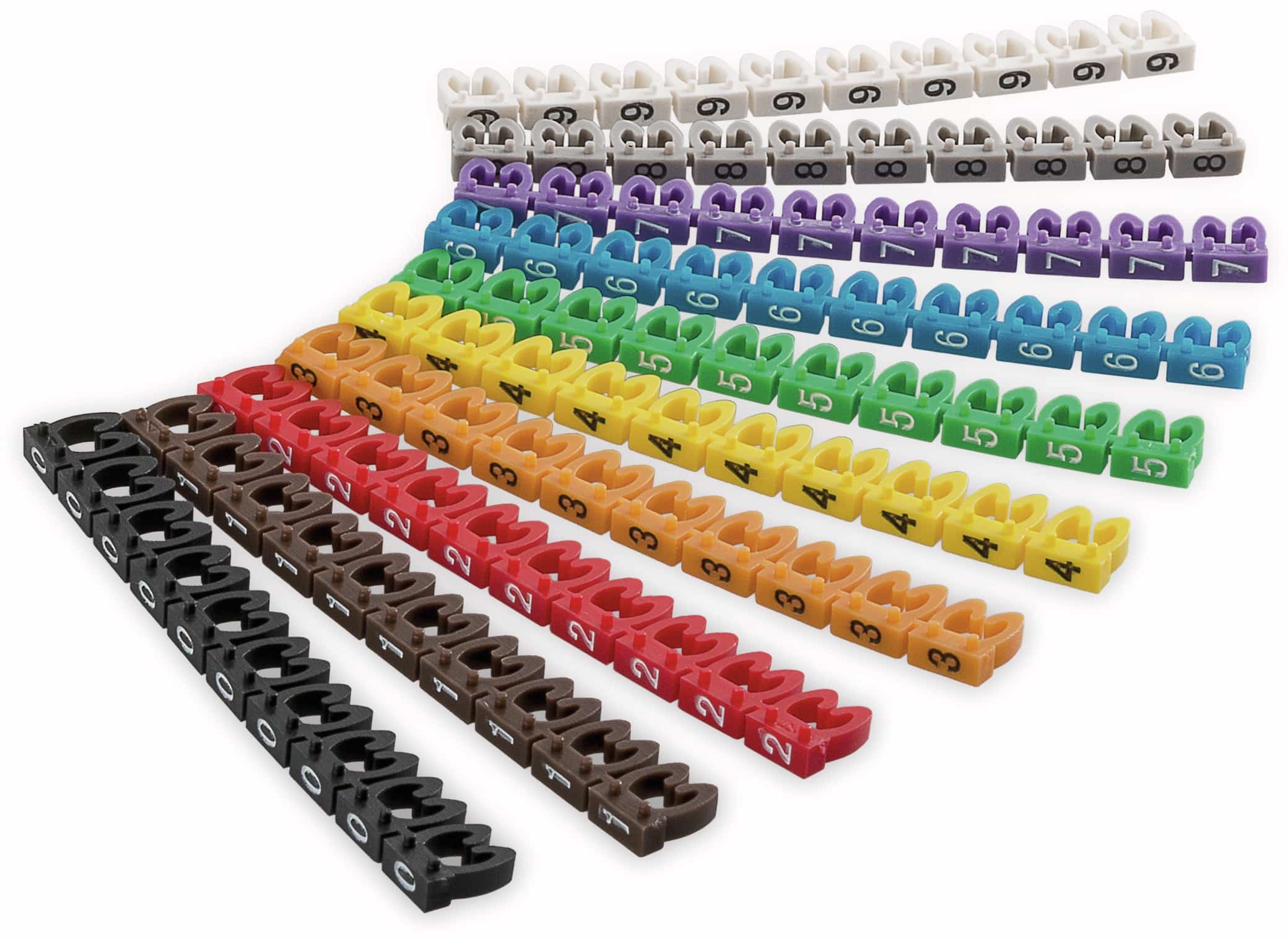 GOOBAY Kabelmarker-Clips "Ziffern 0-9", für Kabeldurchmesser bis 4 mm, 100 St.