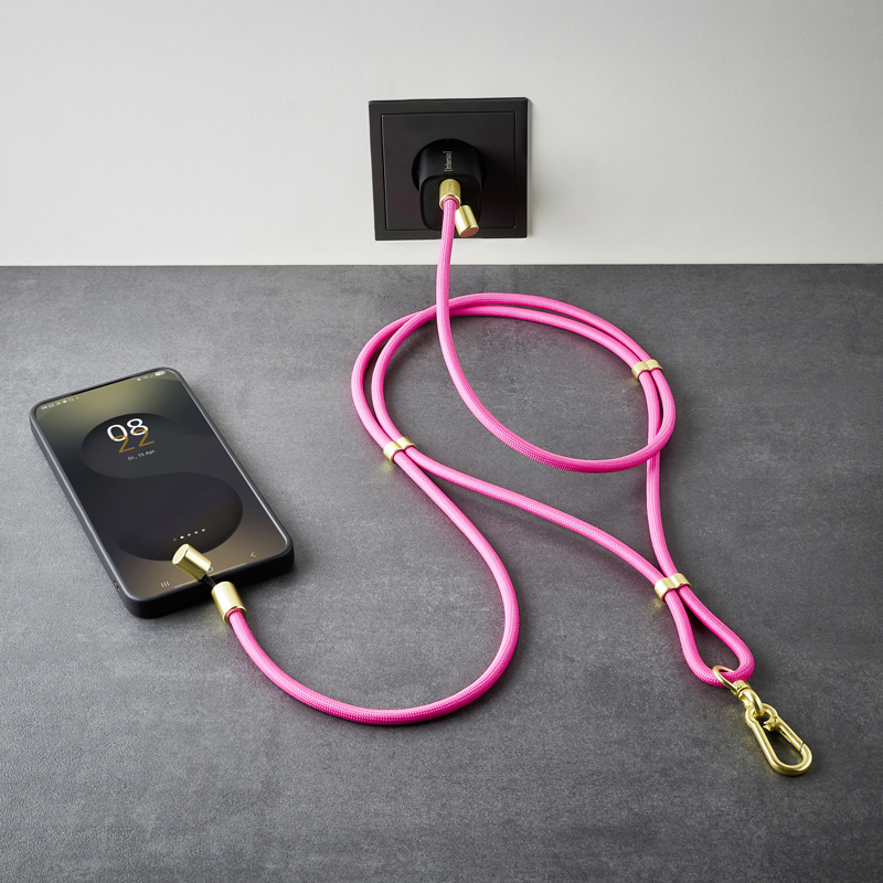 INTENSO USB-Kabel Lanyard USB-C 1,65m Neon Pink
