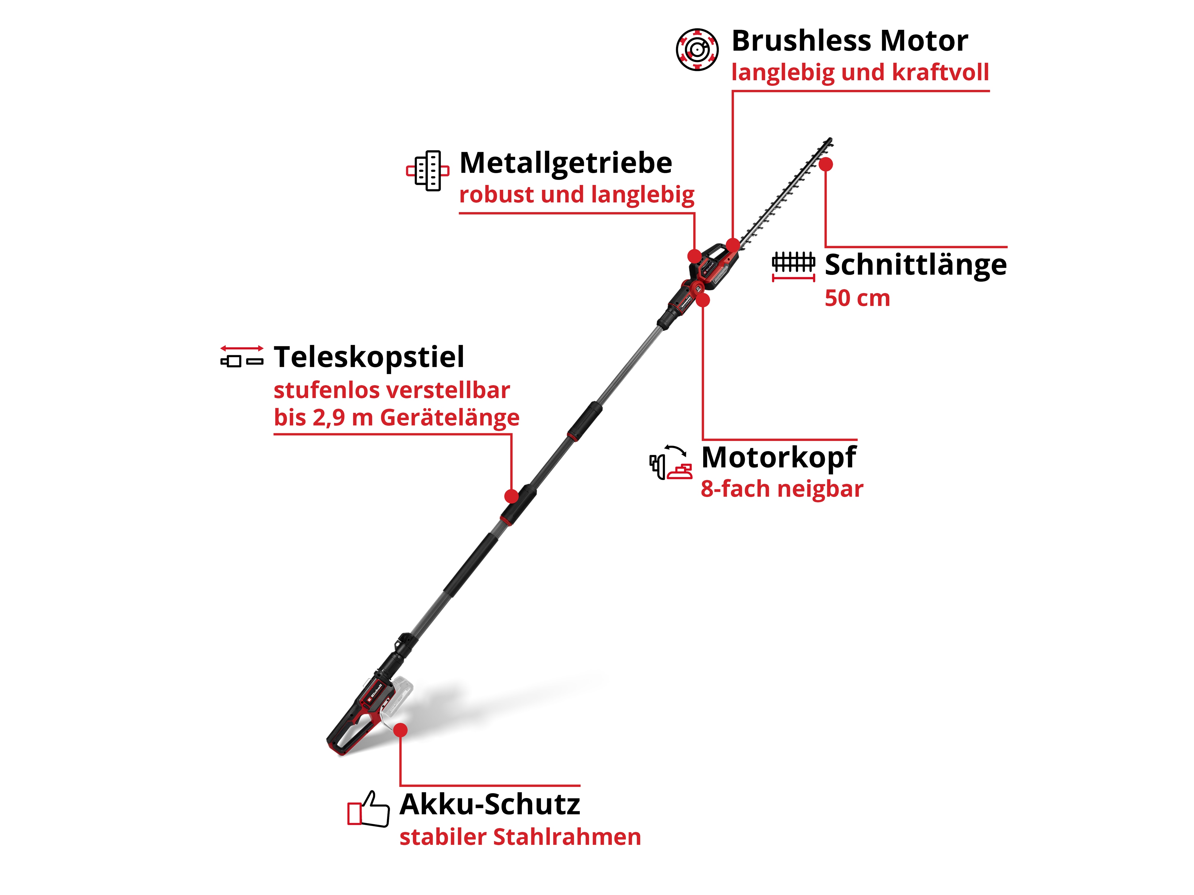 EINHELL PROFESSIONAL Akku-Teleskop-Heckenschere GP-HH 18/50 Li T BL, 3410972, Solo