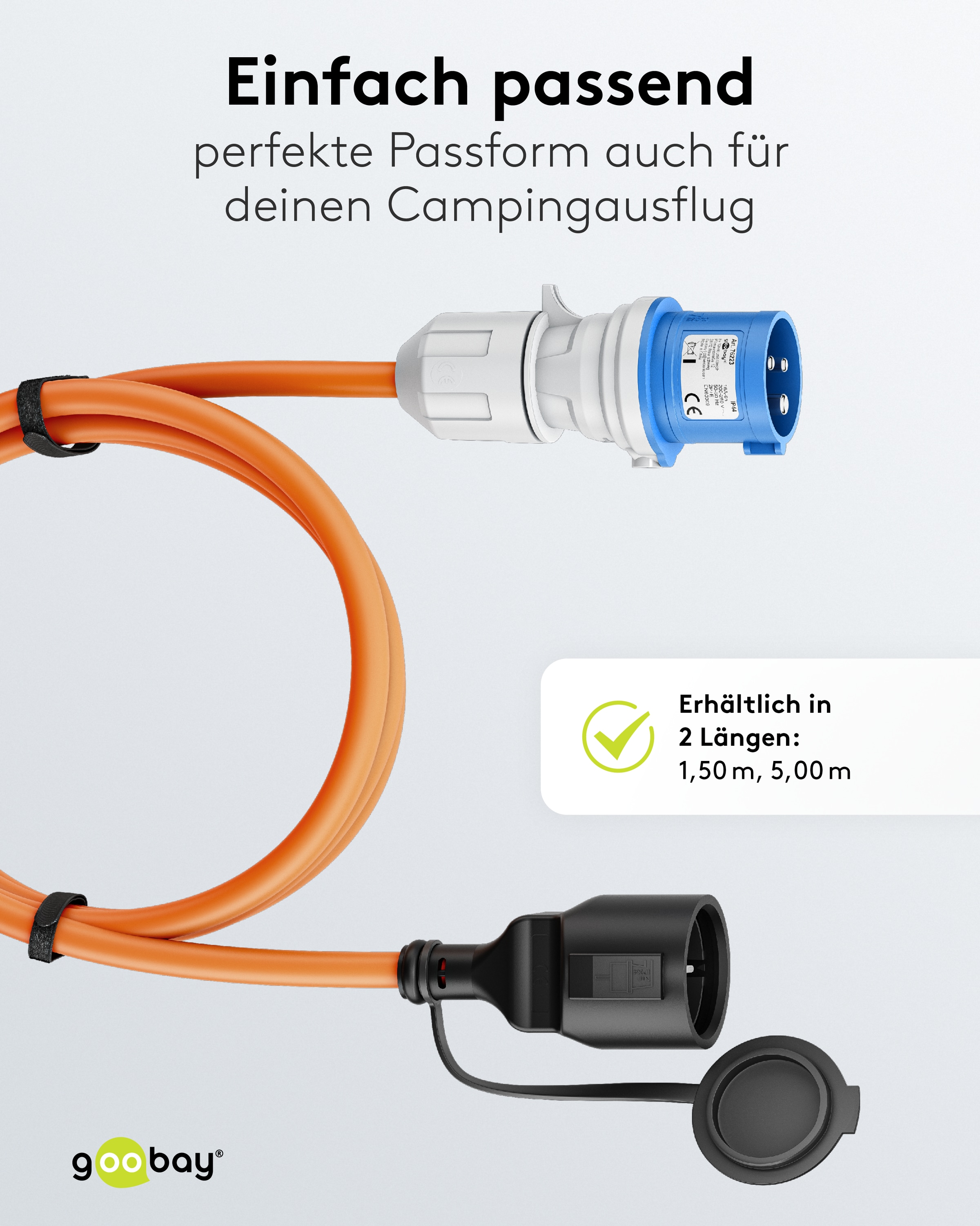 GOOBAY CEE-Adapterkabel 76224, 5 m, Stecker zu Schutzkontakt Kupplung