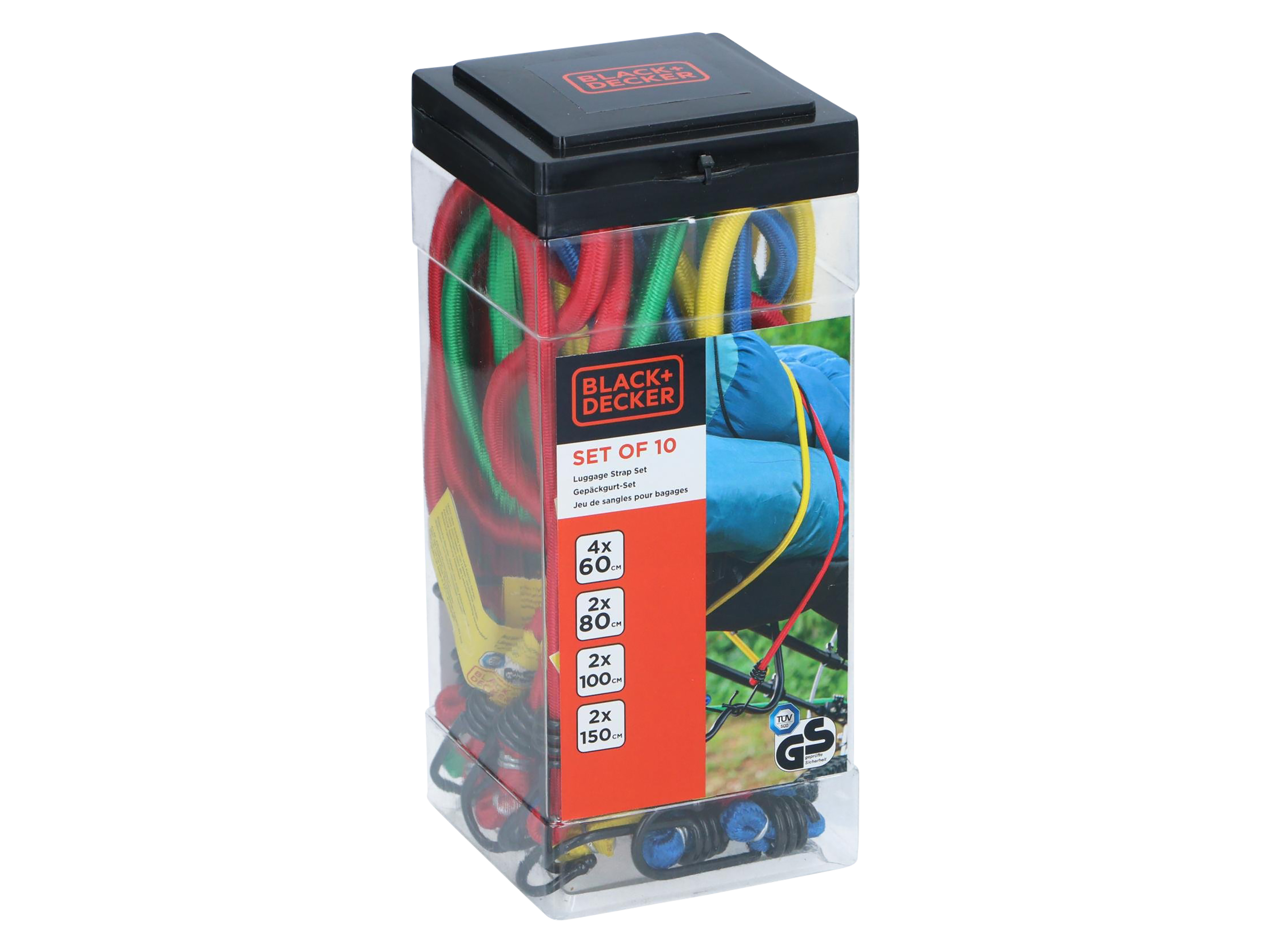 BLACK & DECKER Gepäckstrang-Set, 60/80/100/150 cm, 10-teilig