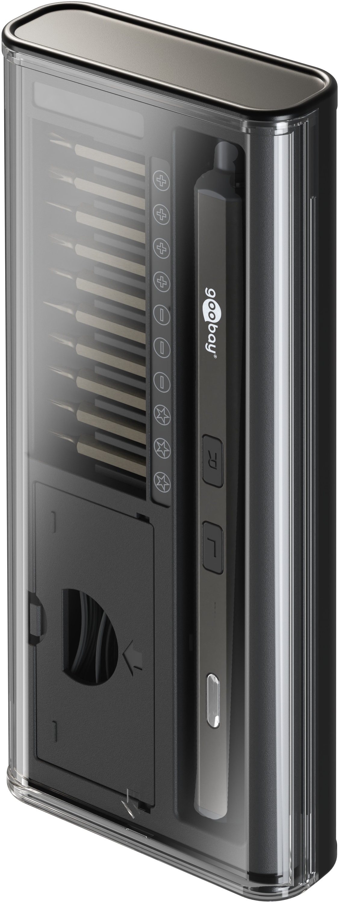 GOOBAY TOOLS Elektrischer Schraubendreher, 77838, mit 20-tlg. Präzisions-Bitsatz