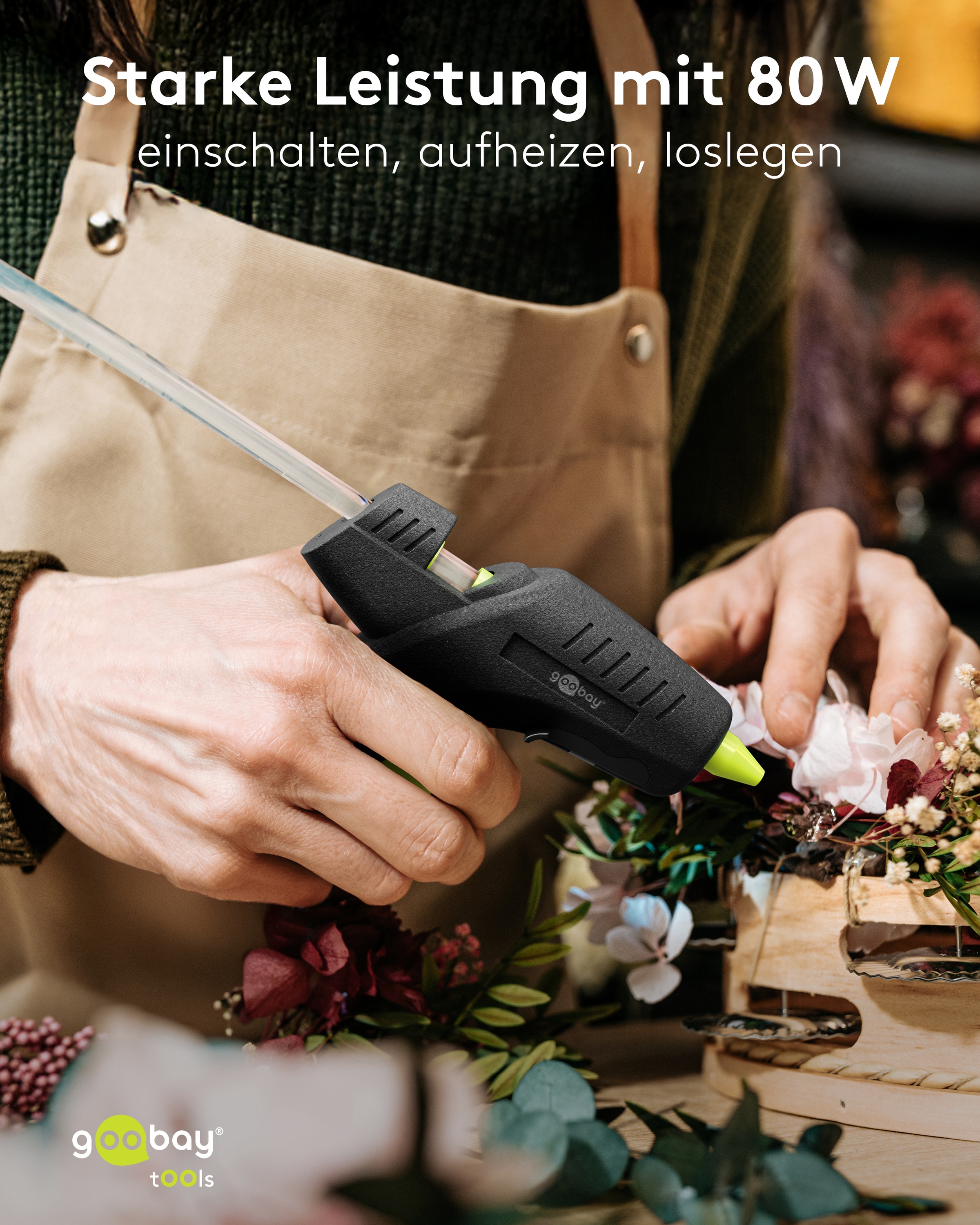 GOOBAY TOOLS Heißklebepistole Premium, 77824, 80 W, inkl. 2 Klebesticks