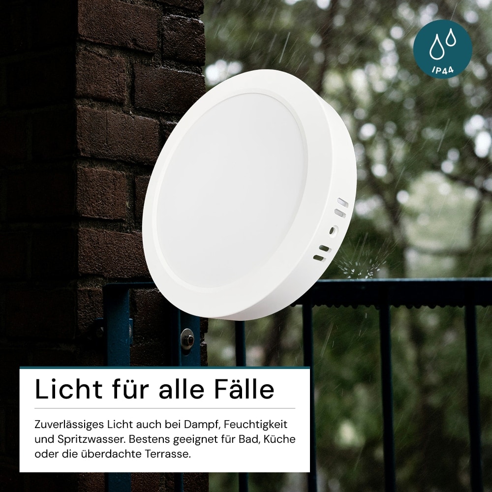 LUXULA LED-Deckenleuchte, 24W, EEK: F, 2400lm, CCT, IP44, rund, weiß LUXULA LED-Deckenleuchte, 24W, EEK: F, 2400lm, CCT, IP44, rund, weiß
