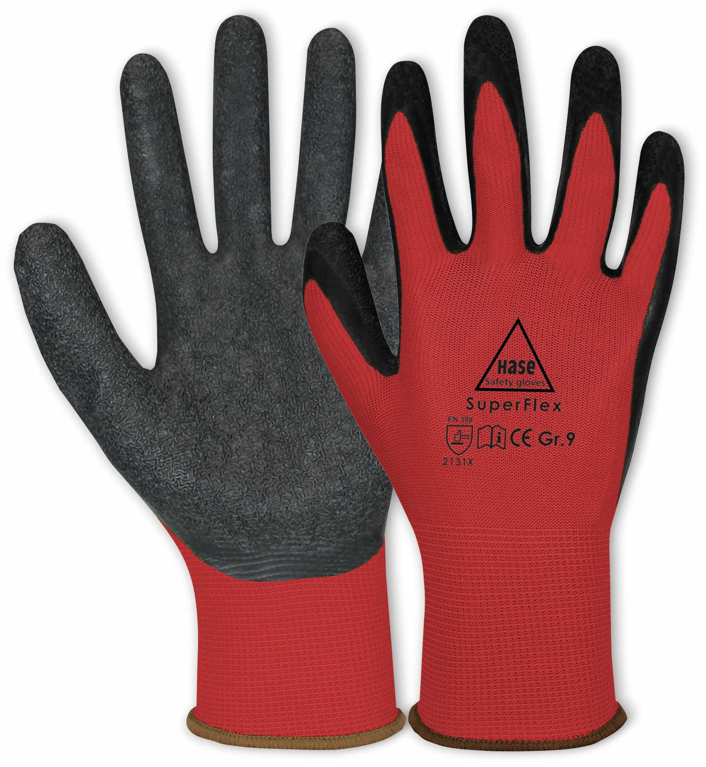 HASE SAFETY GLOVES Latex-Arbeitshandschuhe Superflex, EN 388, EN 420, Größe 8, rot/schwarz HASE SAFETY GLOVES Latex-Arbeitshandschuhe Superflex, EN 388, EN 420, Größe 8, rot/schwarz